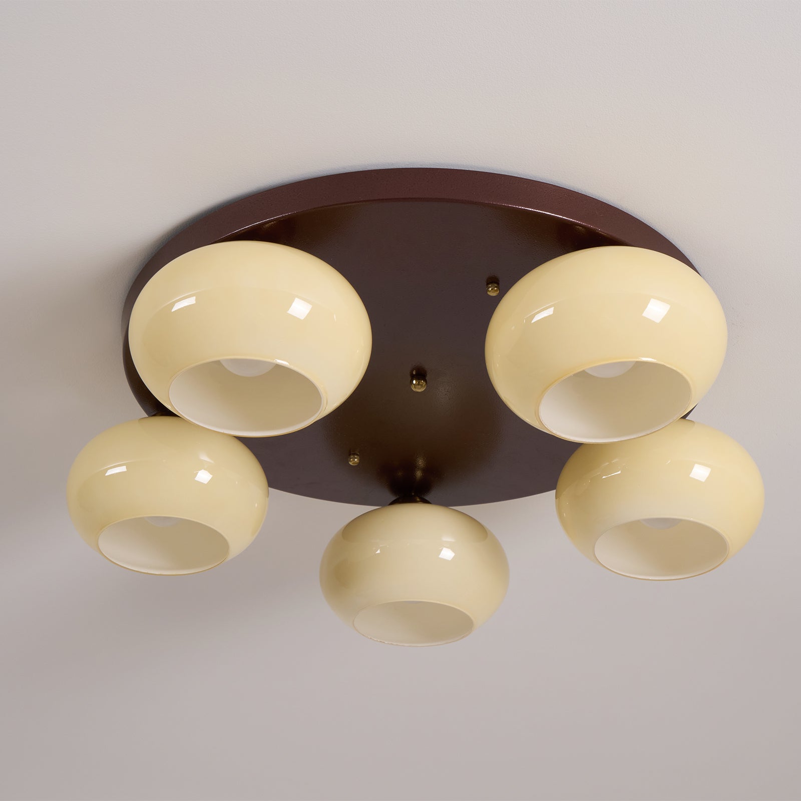 Aurevo 5-Light Amber Glass Flush Mount Ceiling Light - Letslighting