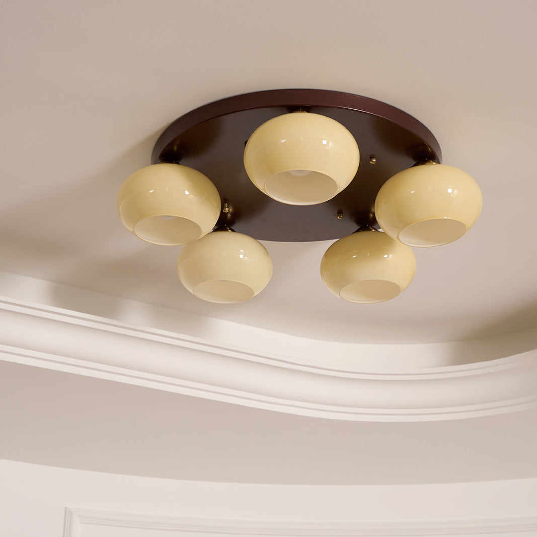 Aurevo 5-Light Amber Glass Flush Mount Ceiling Light - Letslighting