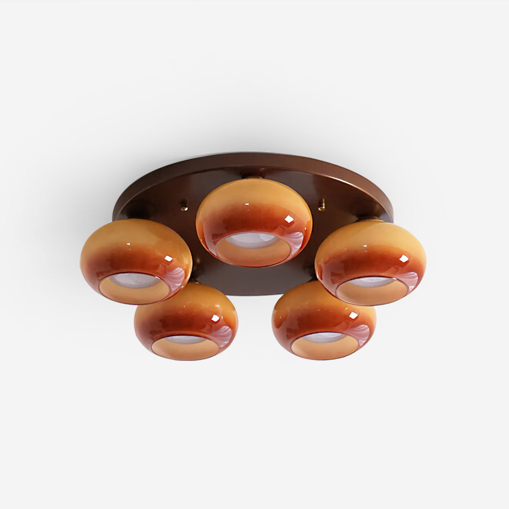 Aurevo 5-Light Amber Glass Flush Mount Ceiling Light - Letslighting