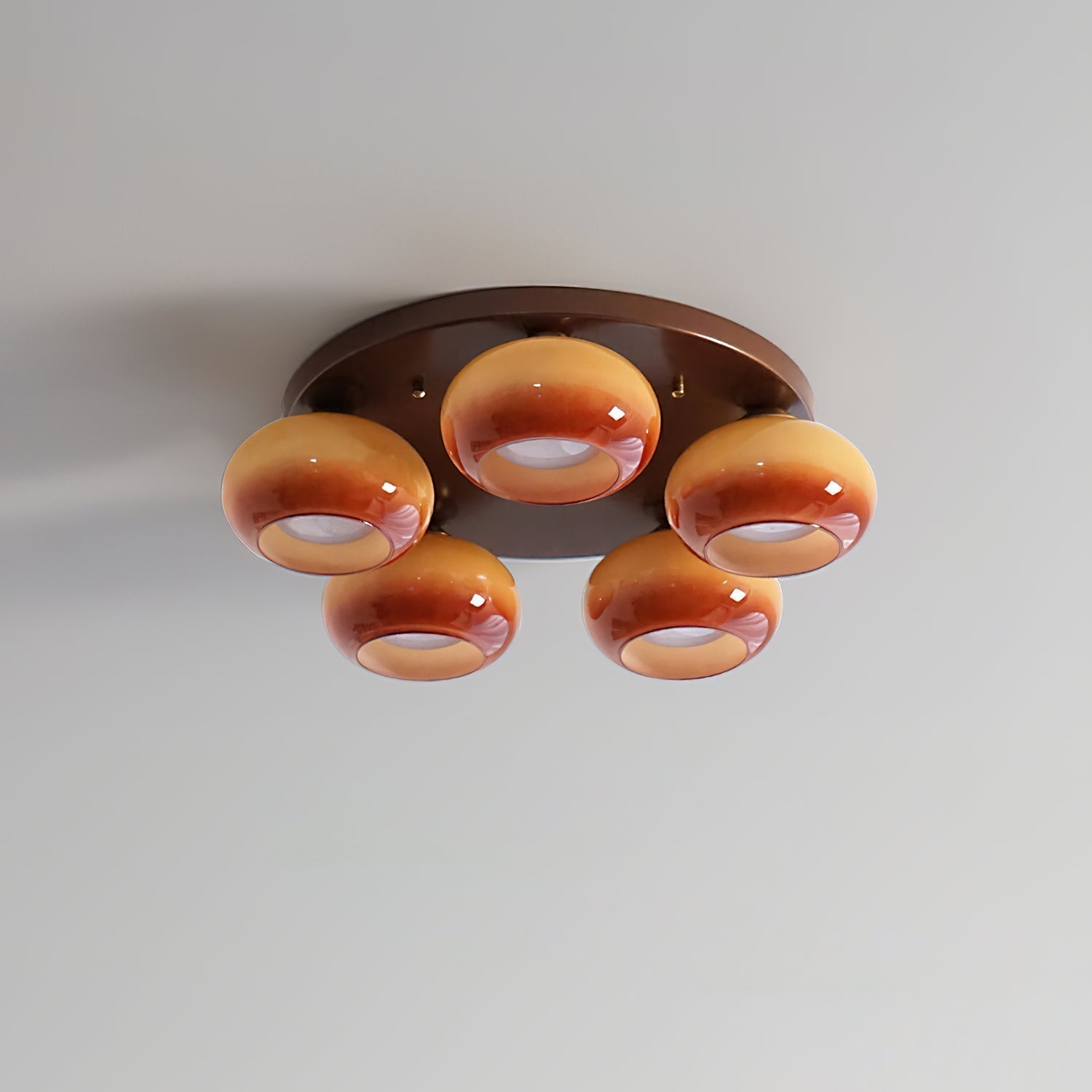 Aurevo 5-Light Amber Glass Flush Mount Ceiling Light - Letslighting