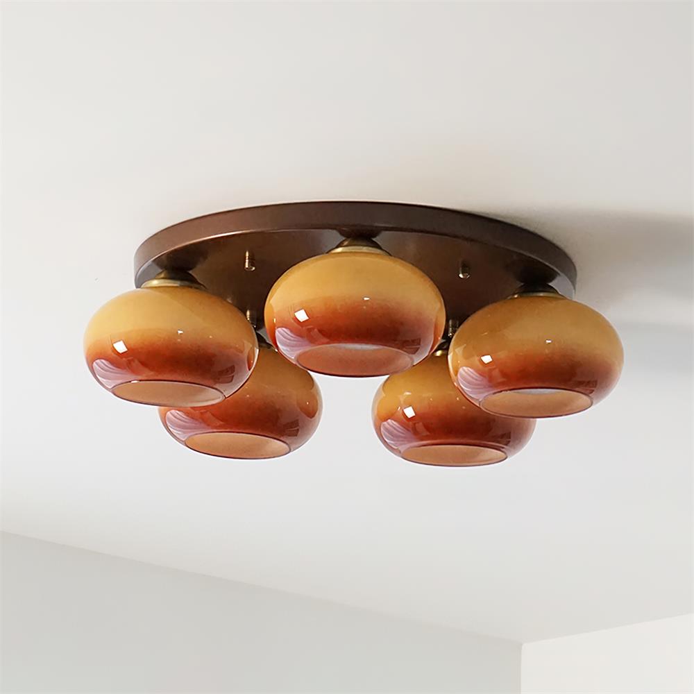 Aurevo 5-Light Amber Glass Flush Mount Ceiling Light - Letslighting