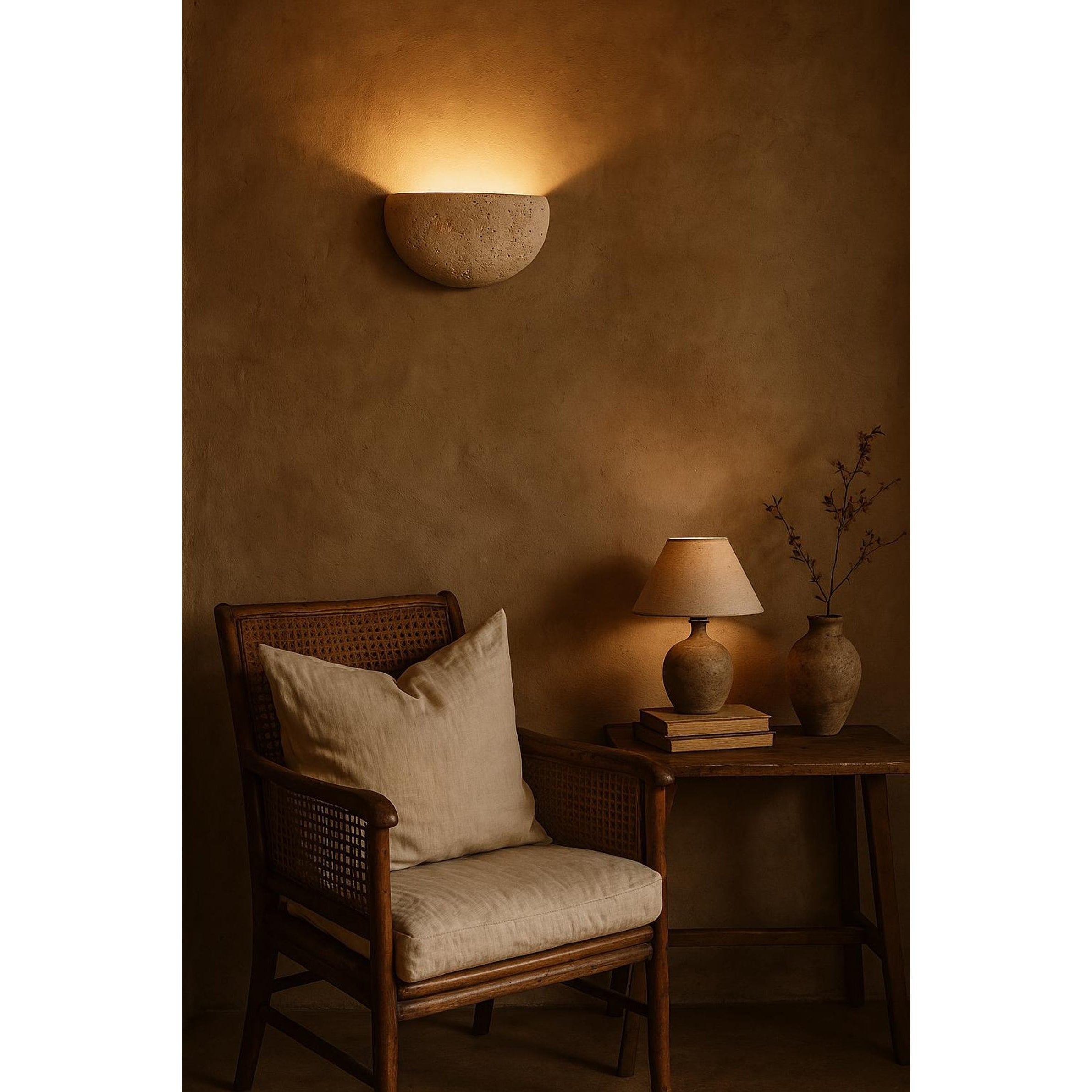 Cuvenarae Modern Minimalist Moon Travertine Wall Lamp - Letslighting