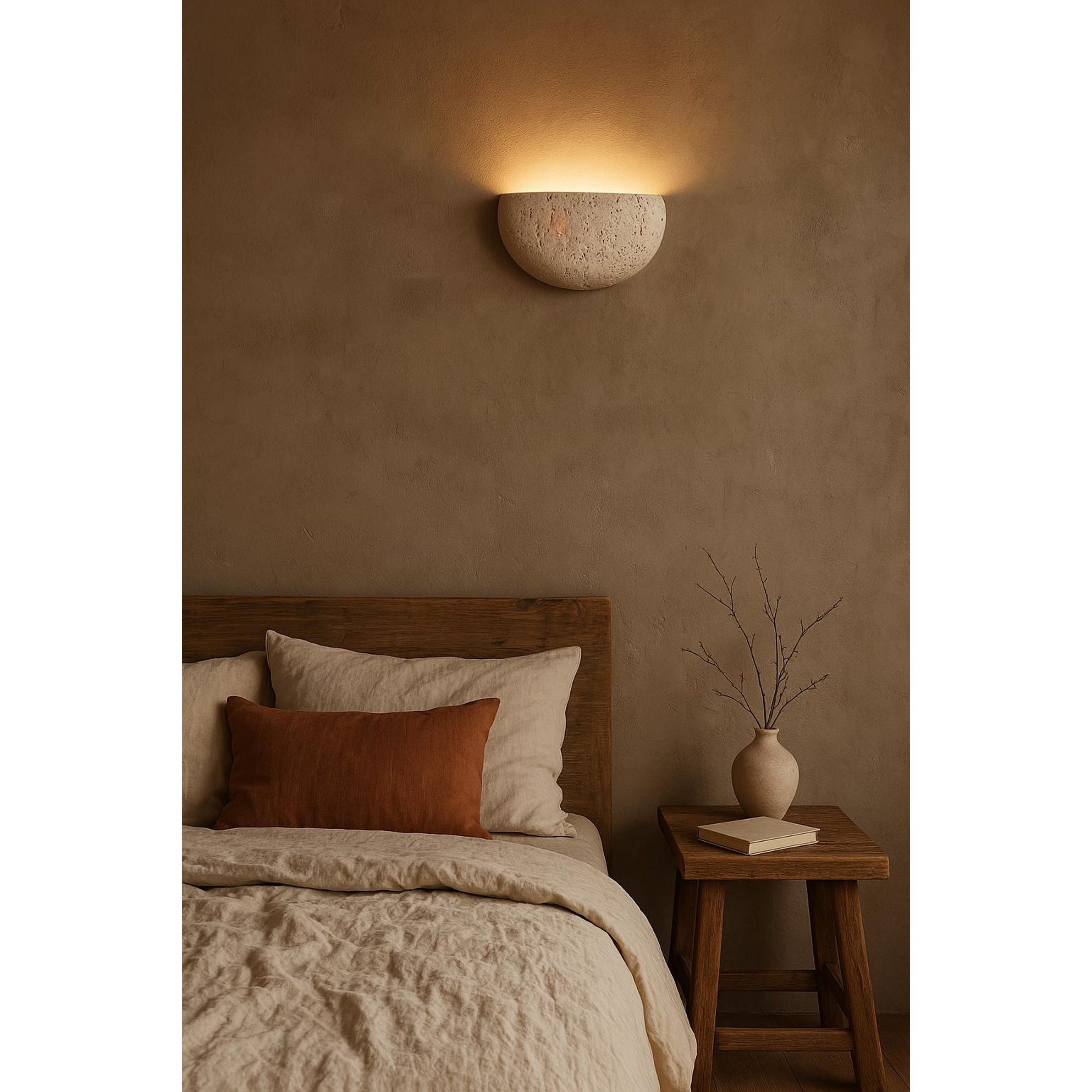 Cuvenarae Modern Minimalist Moon Travertine Wall Lamp - Letslighting