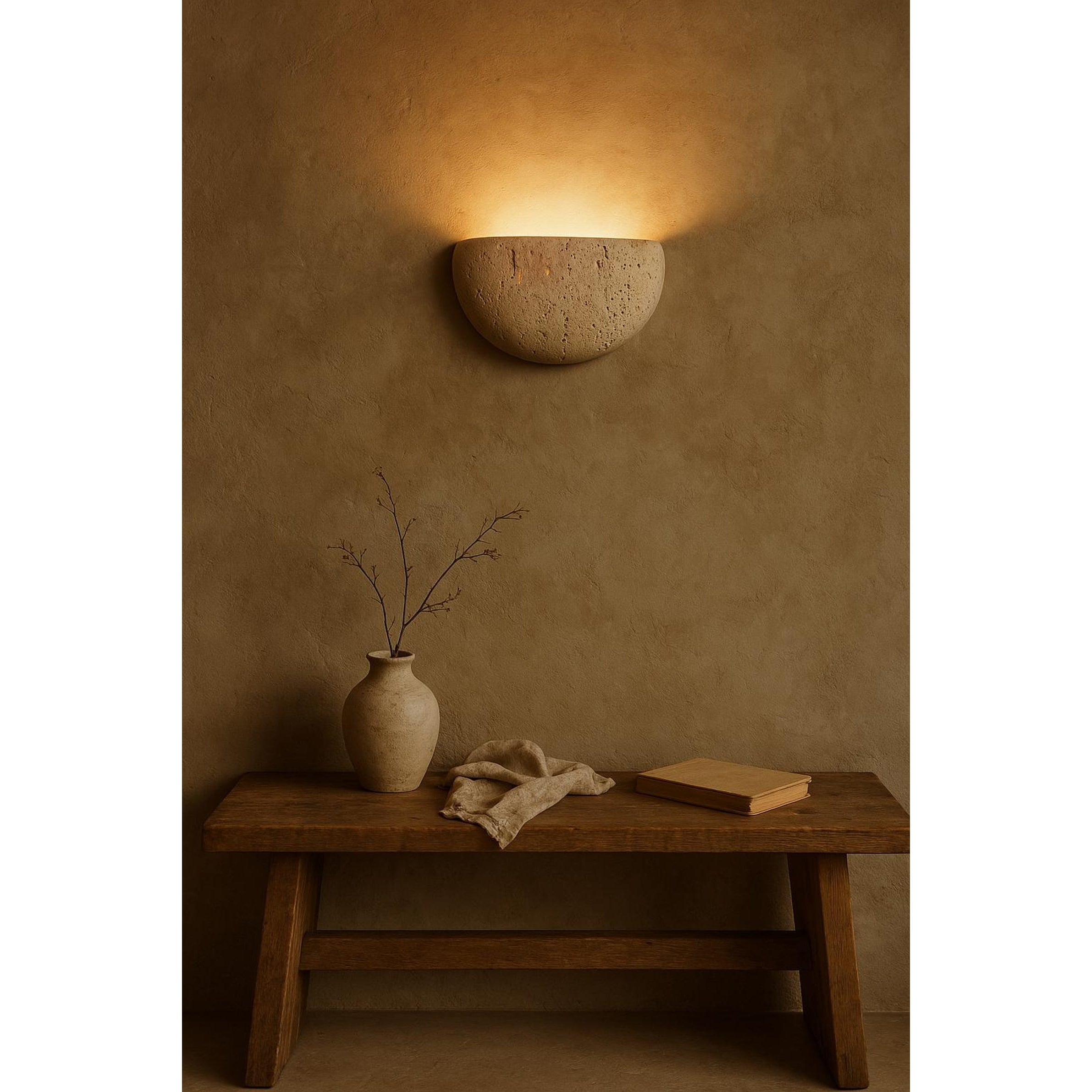 Cuvenarae Modern Minimalist Moon Travertine Wall Lamp - Letslighting