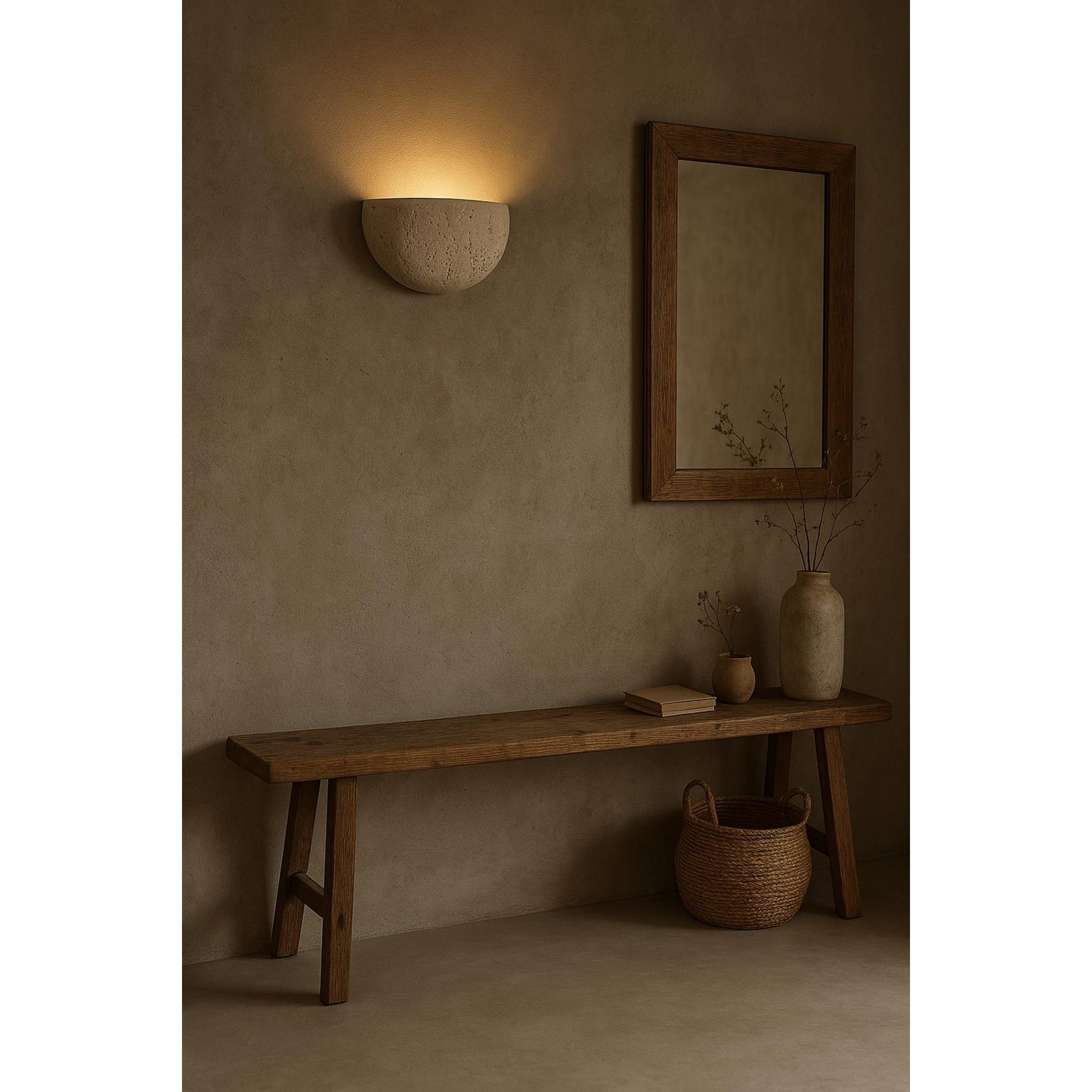Cuvenarae Modern Minimalist Moon Travertine Wall Lamp - Letslighting