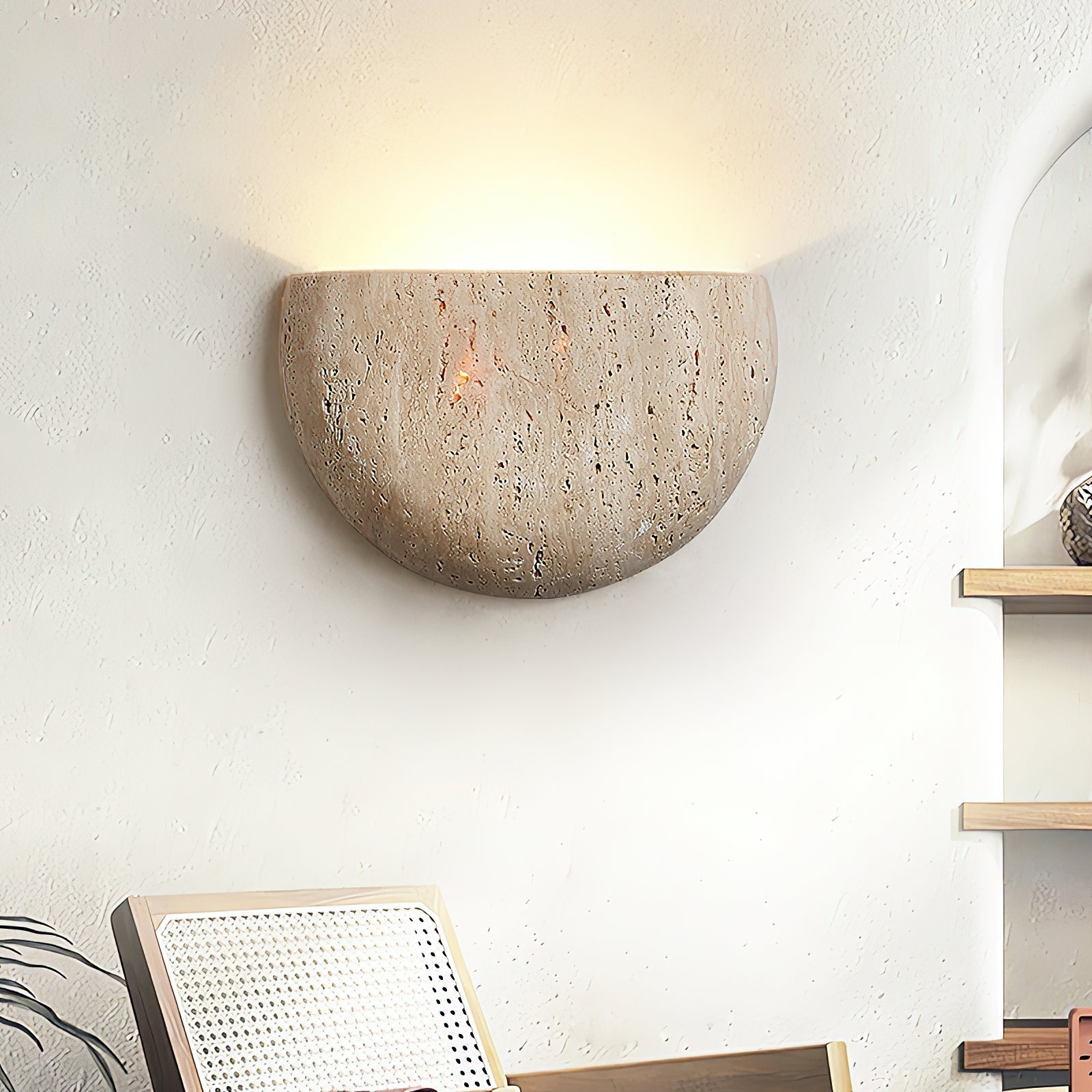 Cuvenarae Modern Minimalist Moon Travertine Wall Lamp - Letslighting