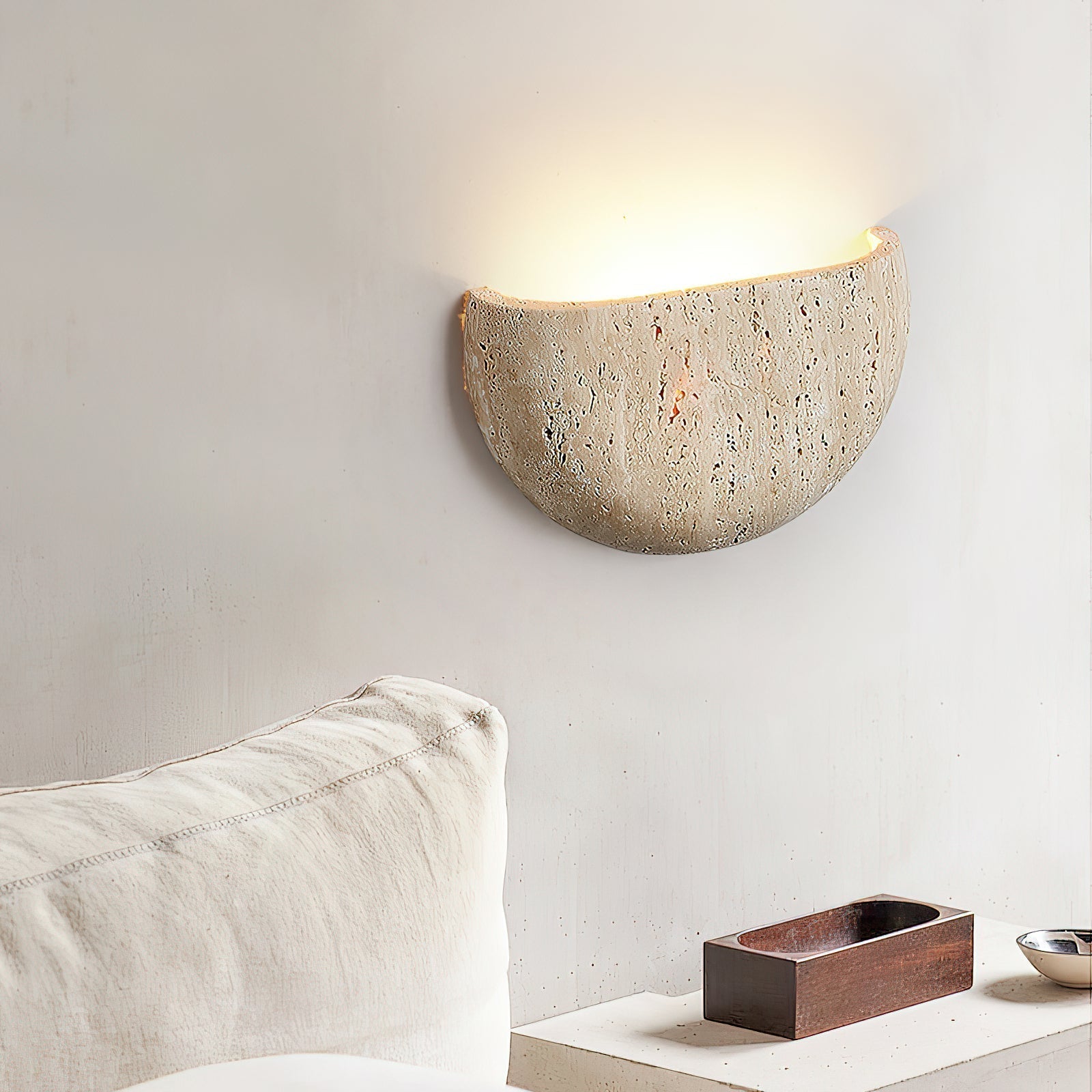 Cuvenarae Modern Minimalist Moon Travertine Wall Lamp - Letslighting