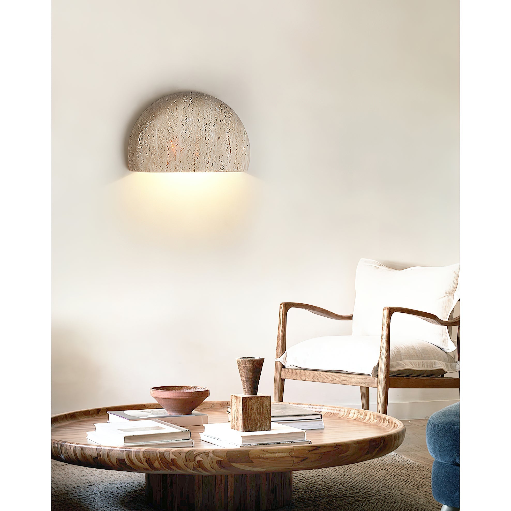 Cuvenarae Modern Minimalist Moon Travertine Wall Lamp - Letslighting