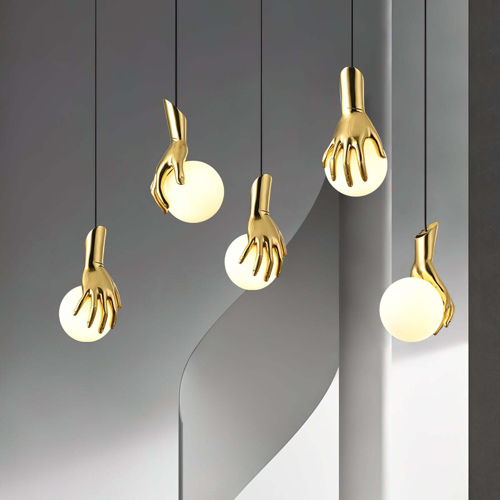 Avnorira Messing Glas Hand Kugel Pendelleuchte-Letslighting