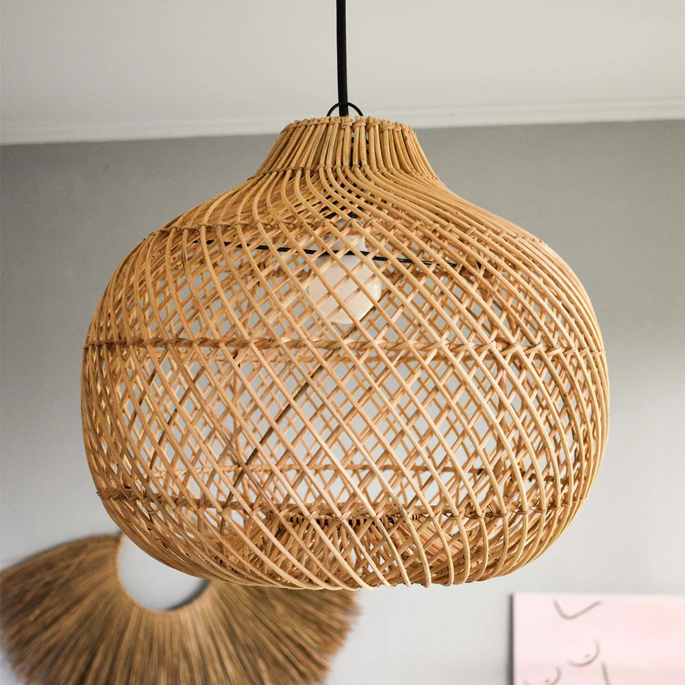 Ritta Design LED Pendelleuchte Rattan Schlafzimmer-Letslighting
