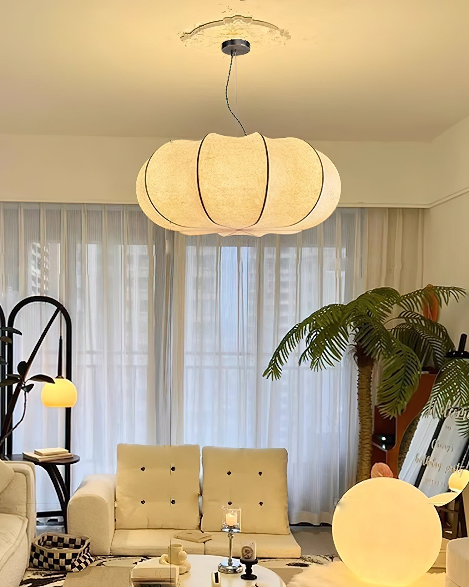 Oblate Silk Pendant Lamp - Blowlighting