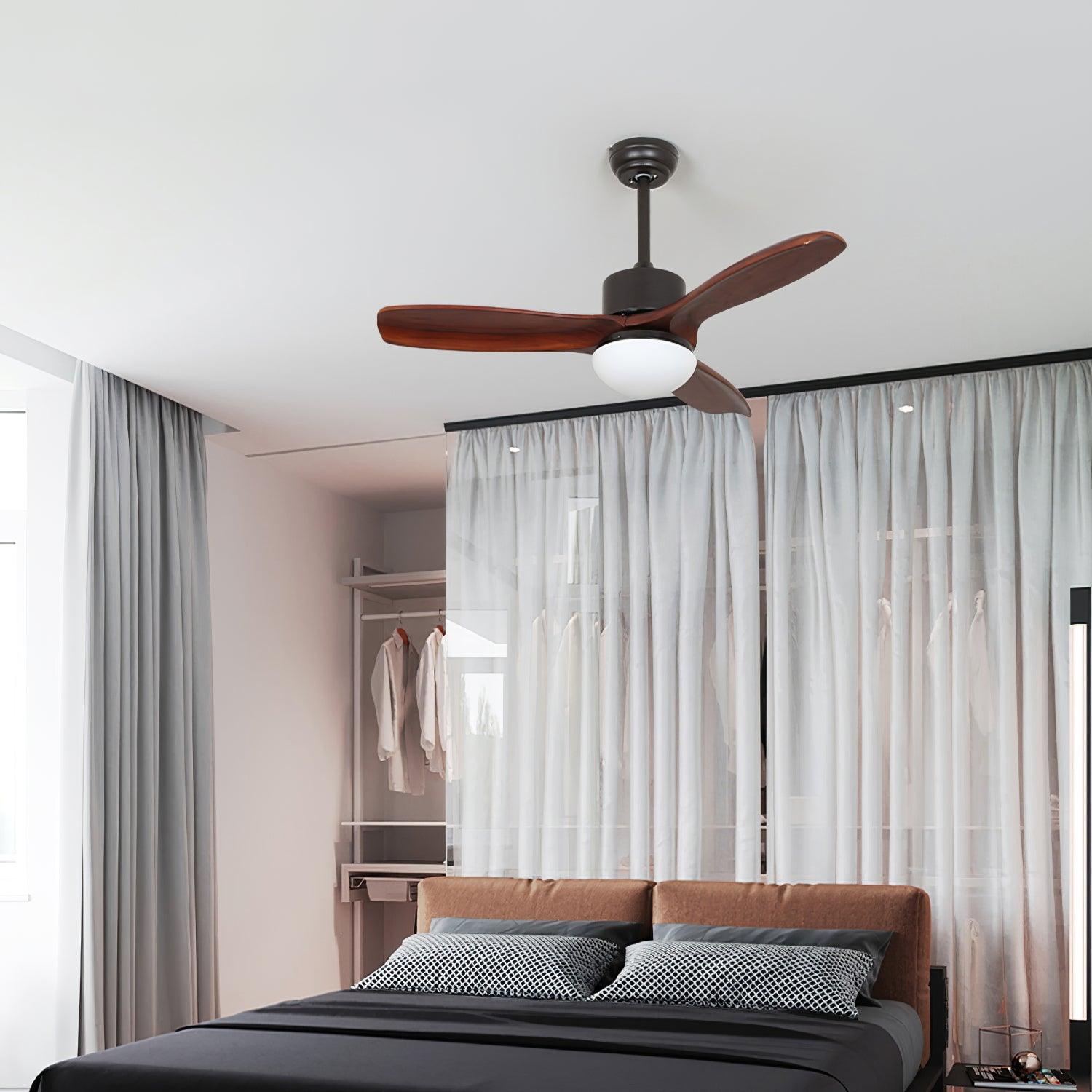 Detail der integrierten LED-Lichtquelle am Brivel Ventilator.