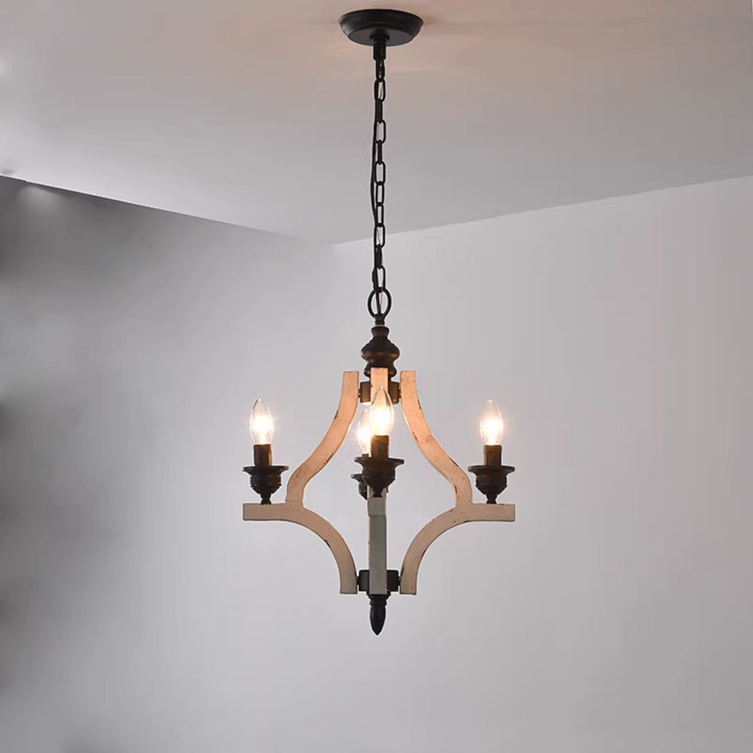 Ephaos Industrieller Vintage Kronleuchter aus Holz-Letslighting