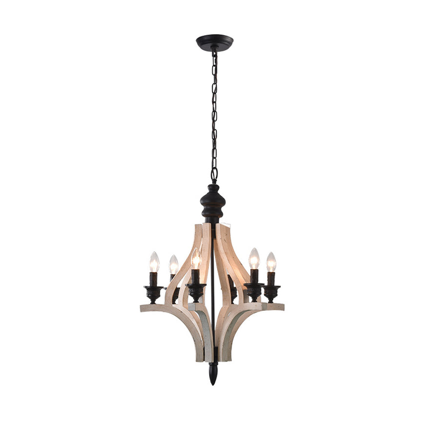Ephaos Industrieller Vintage Kronleuchter aus Holz-Letslighting