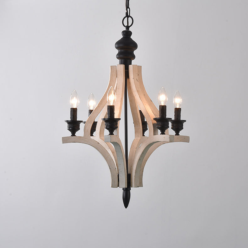 Ephaos Industrieller Vintage Kronleuchter aus Holz-Letslighting