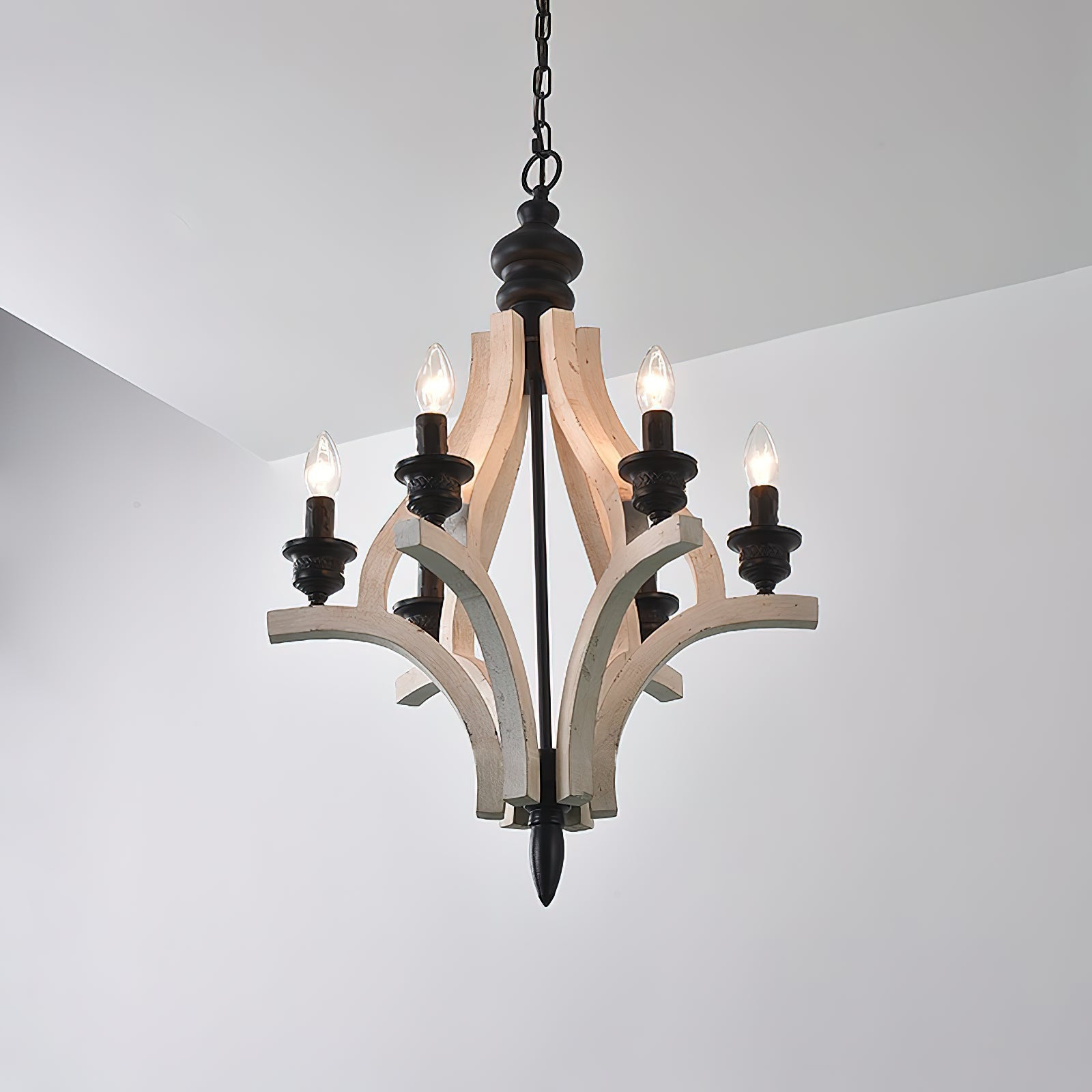 Ephaos Industrieller Vintage Kronleuchter aus Holz-Letslighting
