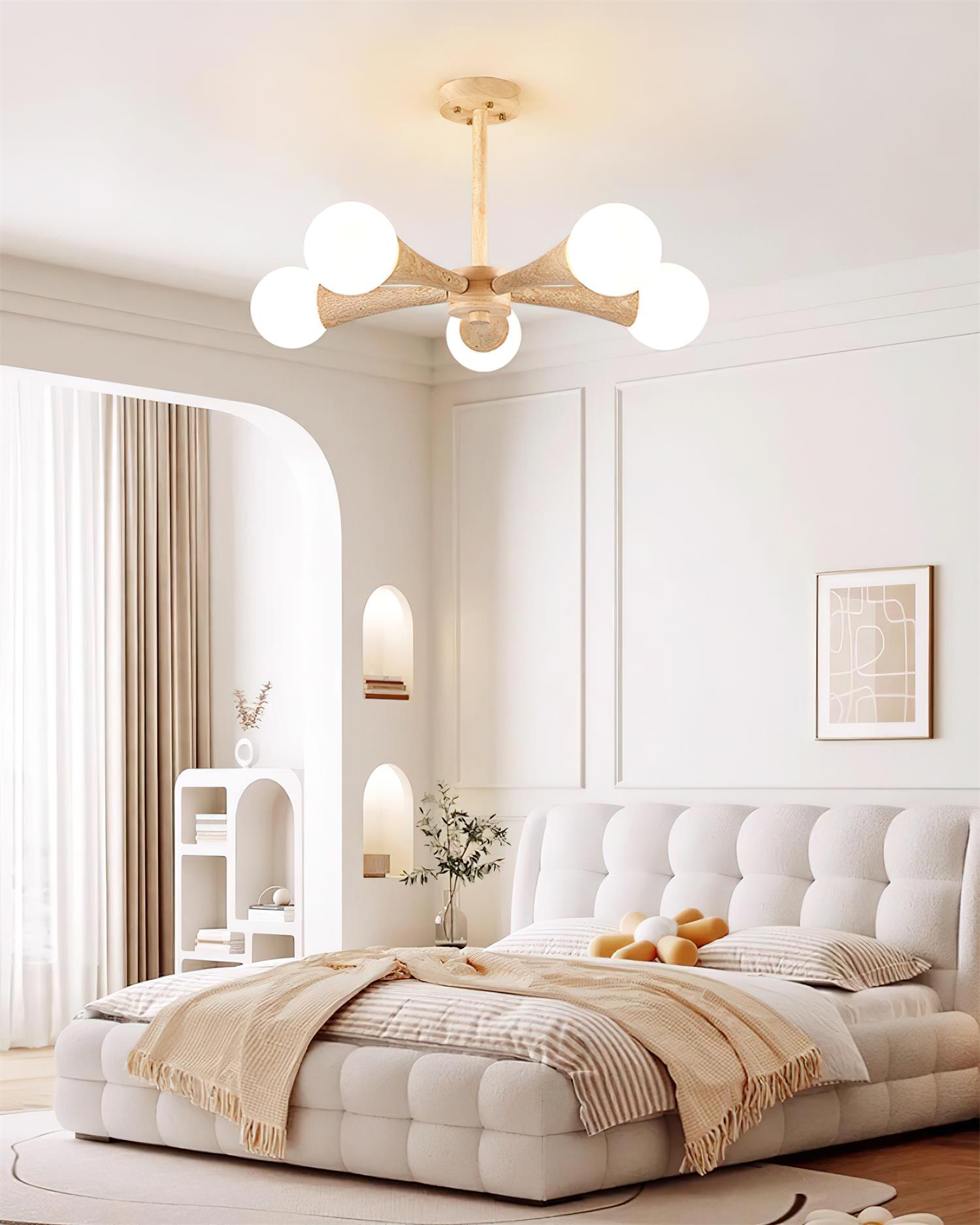 Ritta Flush Mount Ceiling Light Wood Travertine - Letslighting