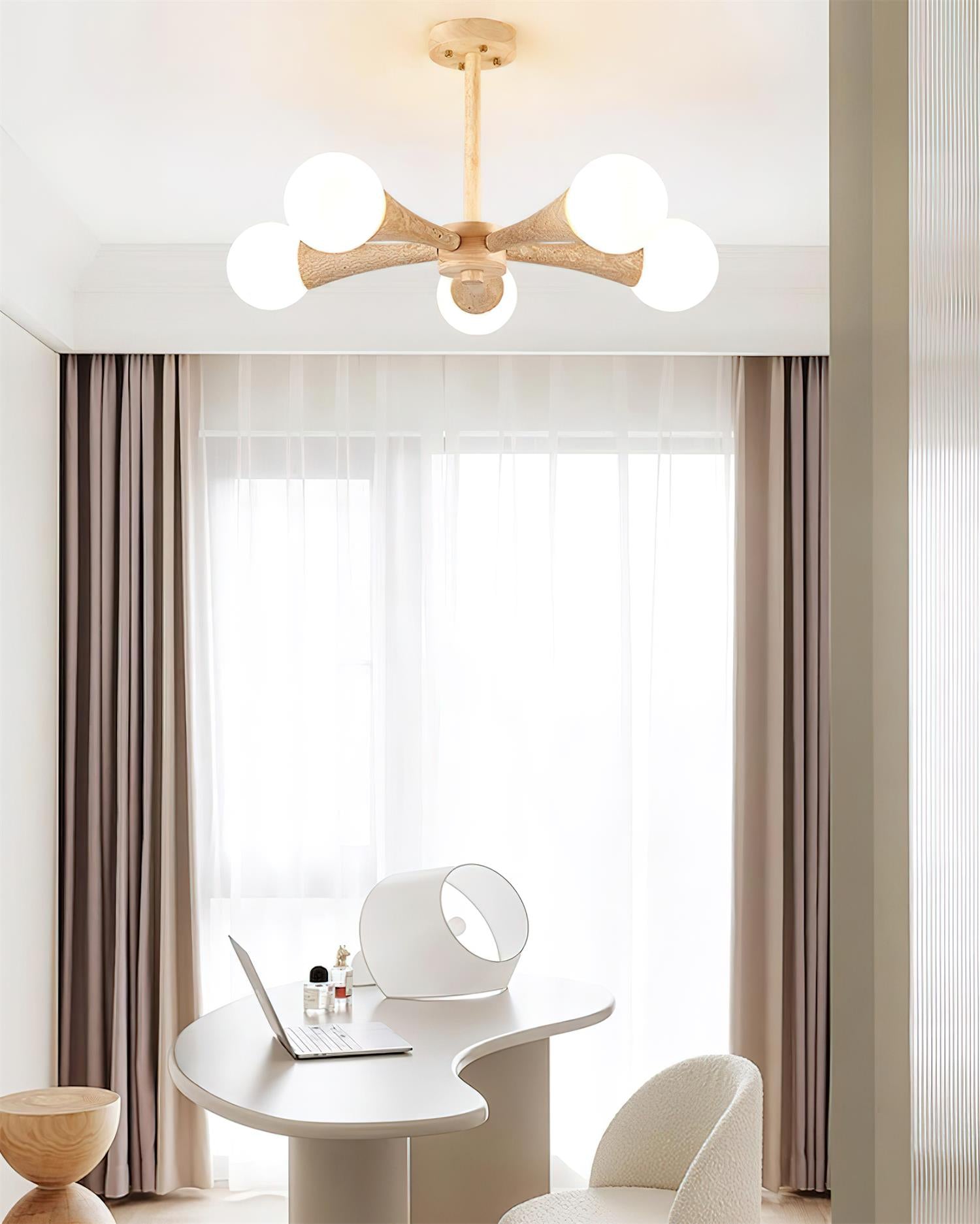 Ritta Flush Mount Ceiling Light Wood Travertine - Letslighting