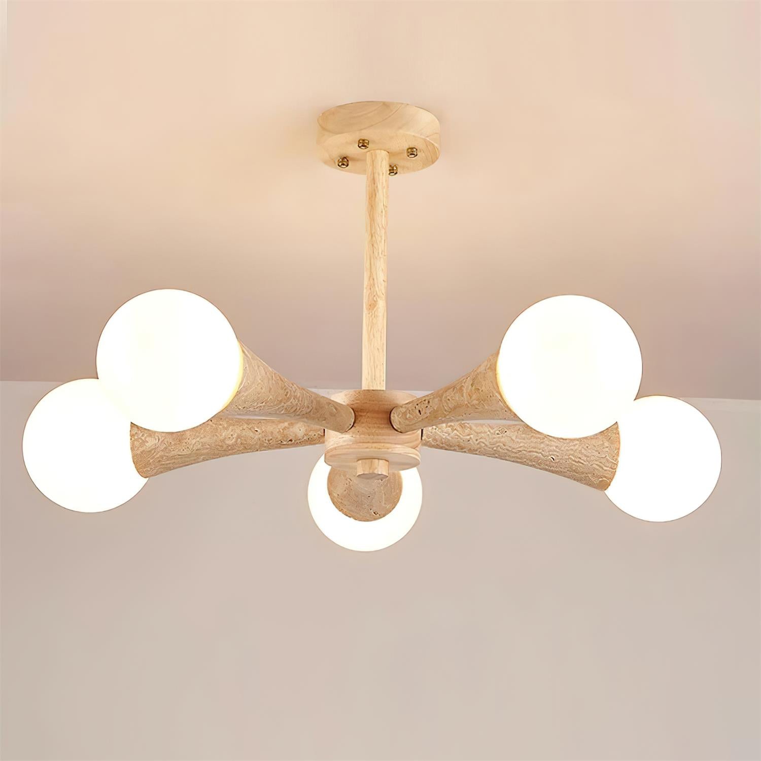 Ritta Flush Mount Ceiling Light Wood Travertine - Letslighting