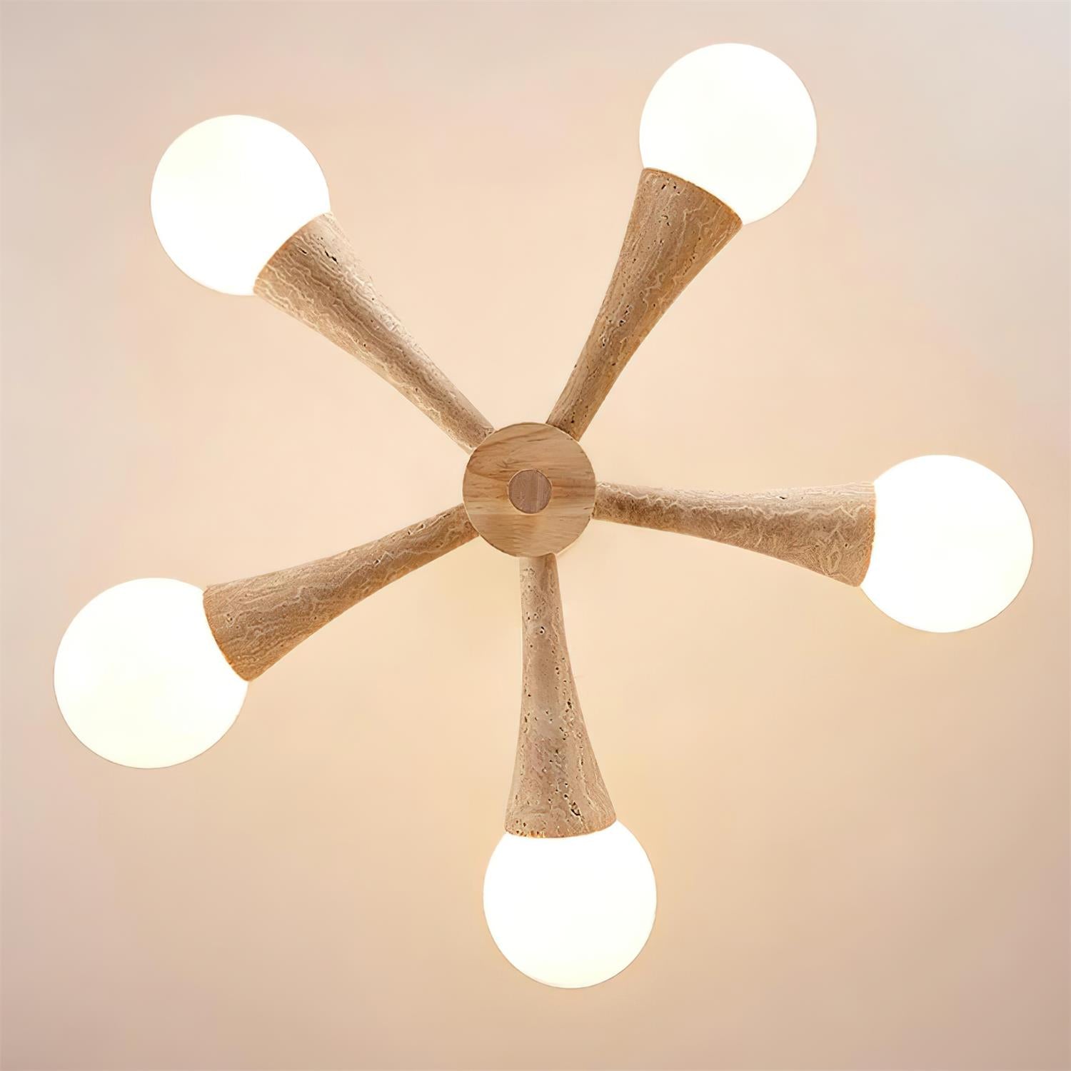 Ritta Flush Mount Ceiling Light Wood Travertine - Letslighting
