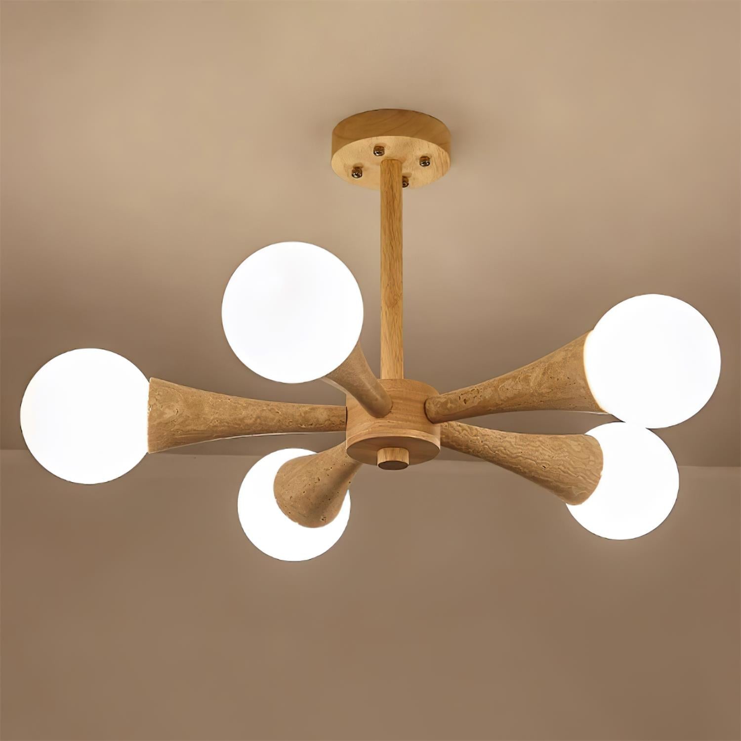 Ritta Flush Mount Ceiling Light Wood Travertine - Letslighting