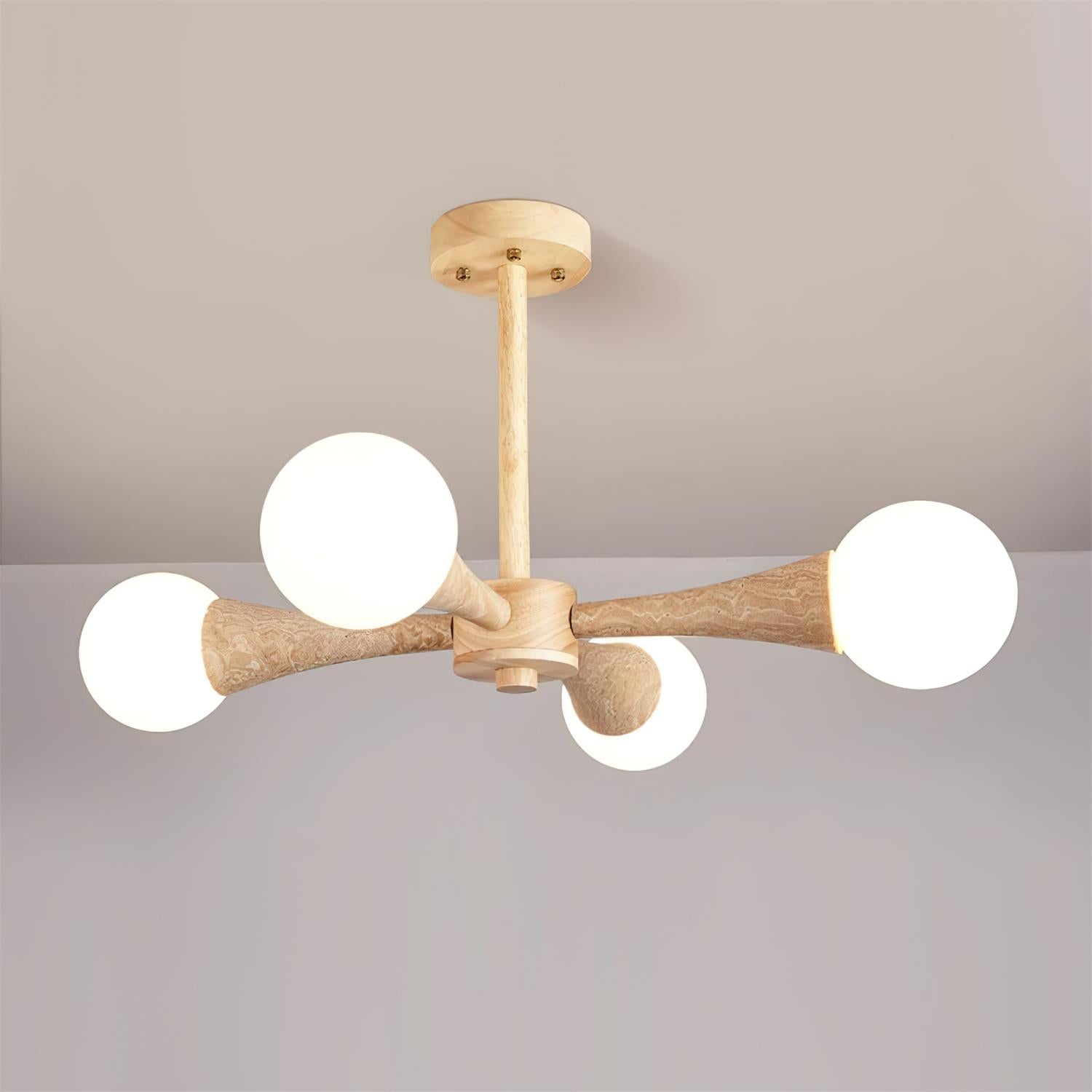 Ritta Flush Mount Ceiling Light Wood Travertine - Letslighting