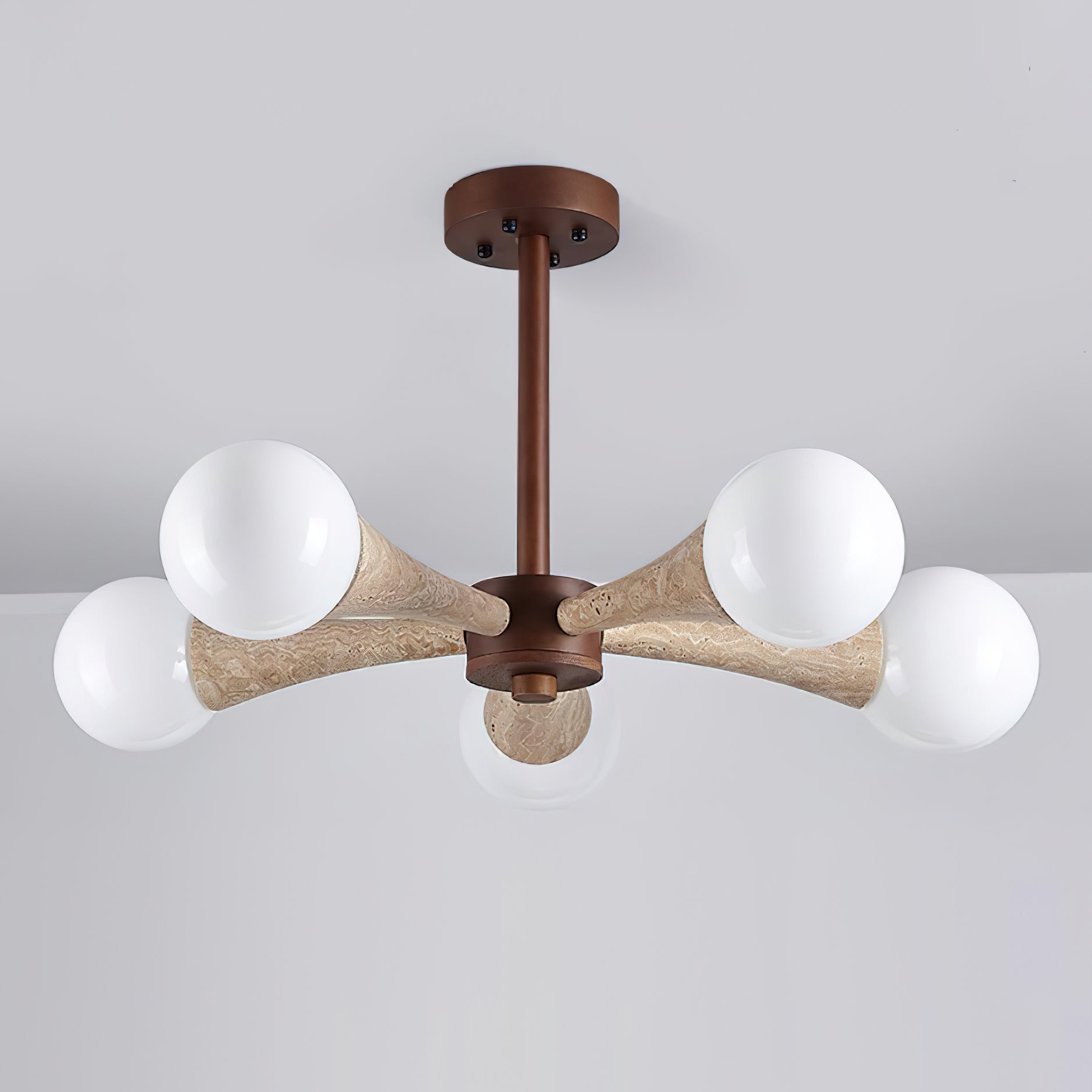 Ritta Flush Mount Ceiling Light Wood Travertine - Letslighting