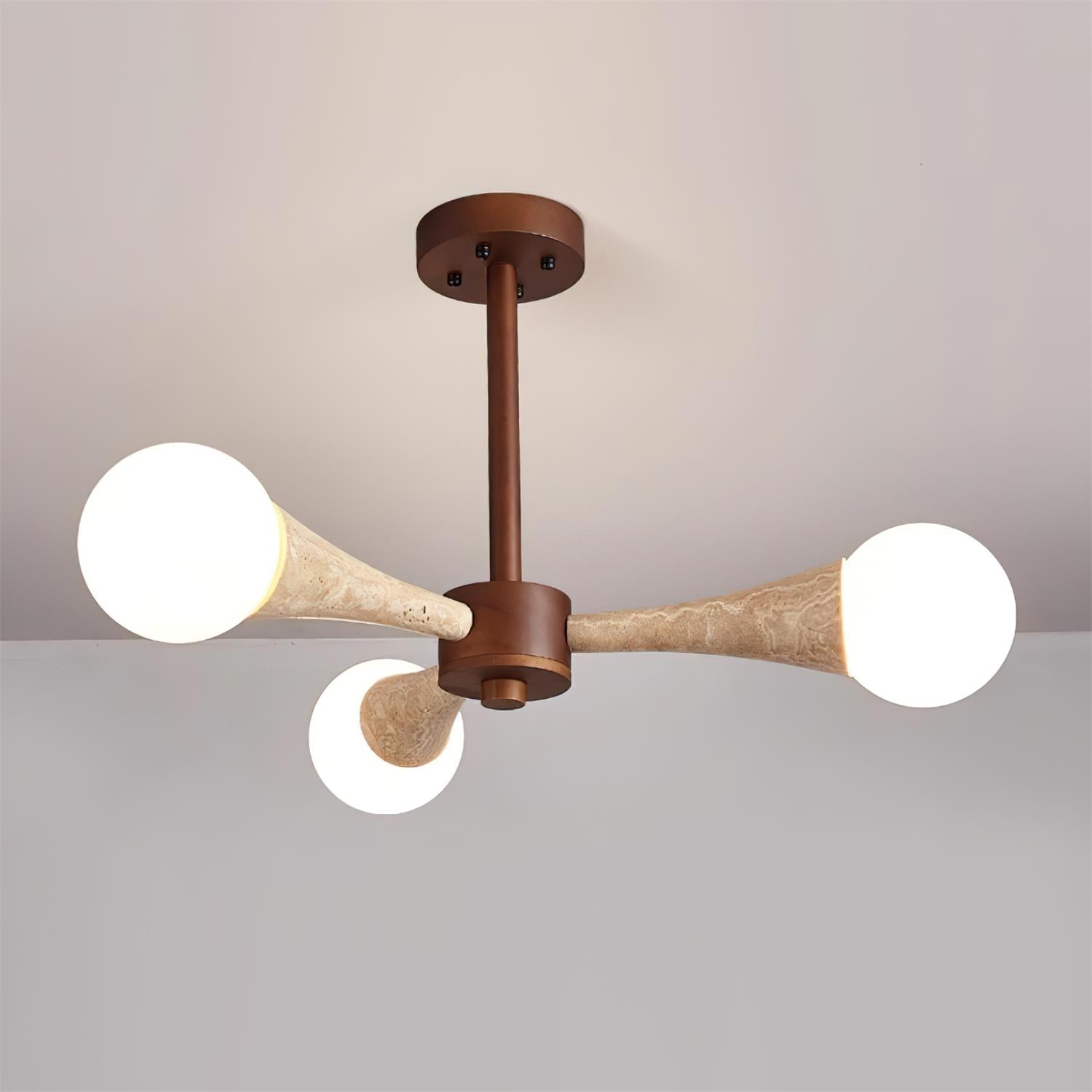 Ritta Flush Mount Ceiling Light Wood Travertine - Letslighting