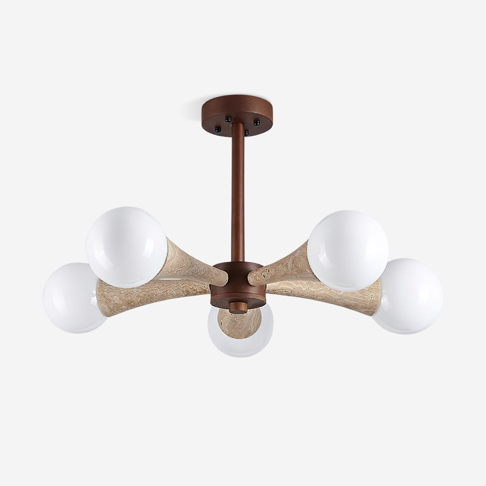 Ritta Flush Mount Ceiling Light Wood Travertine - Letslighting