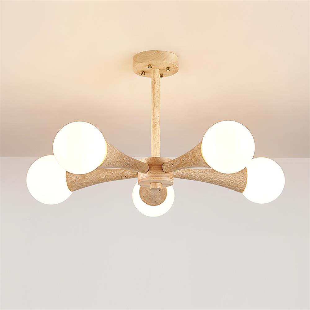 Ritta Flush Mount Ceiling Light Wood Travertine - Letslighting