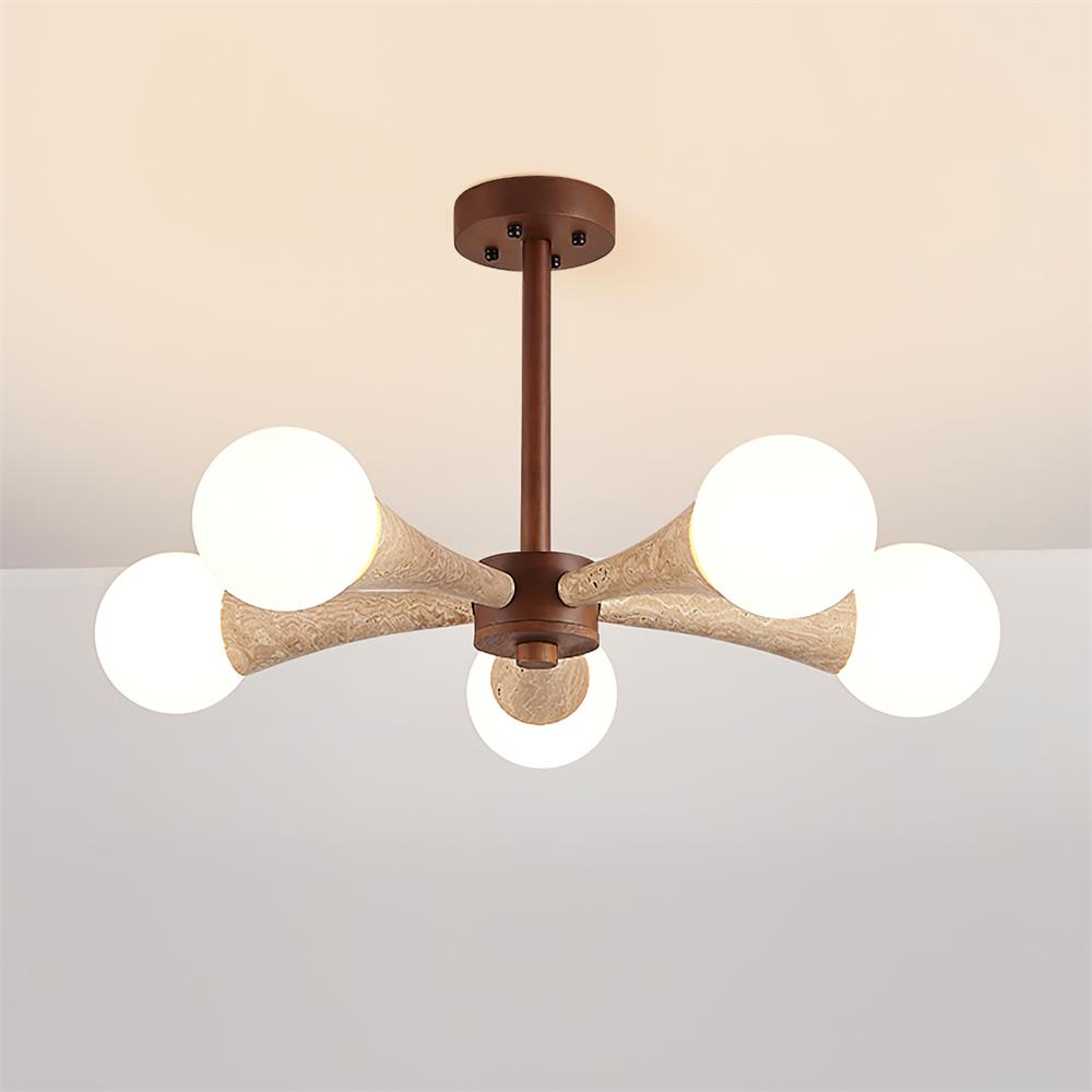 Ritta Flush Mount Ceiling Light Wood Travertine - Letslighting