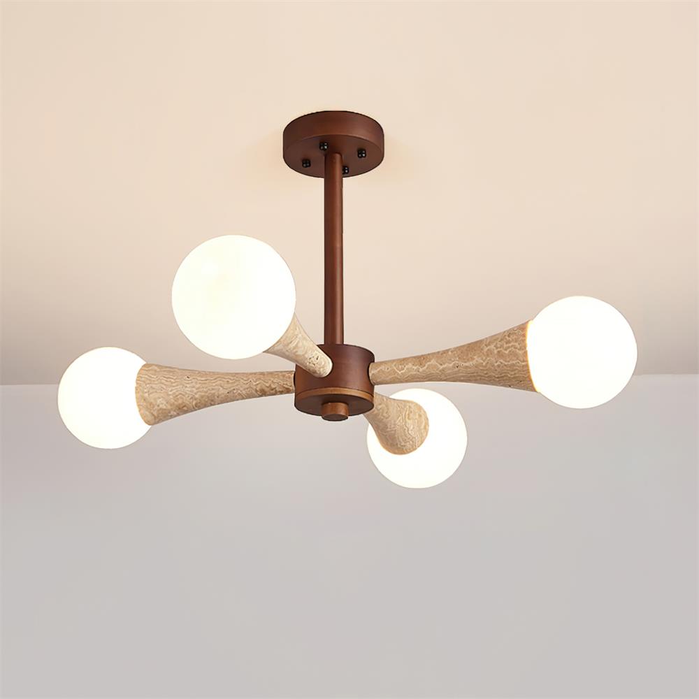 Ritta Flush Mount Ceiling Light Wood Travertine - Letslighting