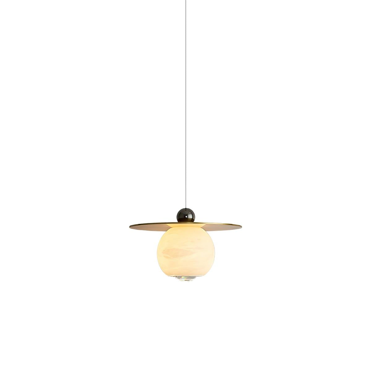 Alvarel Modern Minimalist Cord Brass Alabaster Pendant Light - Letslighting