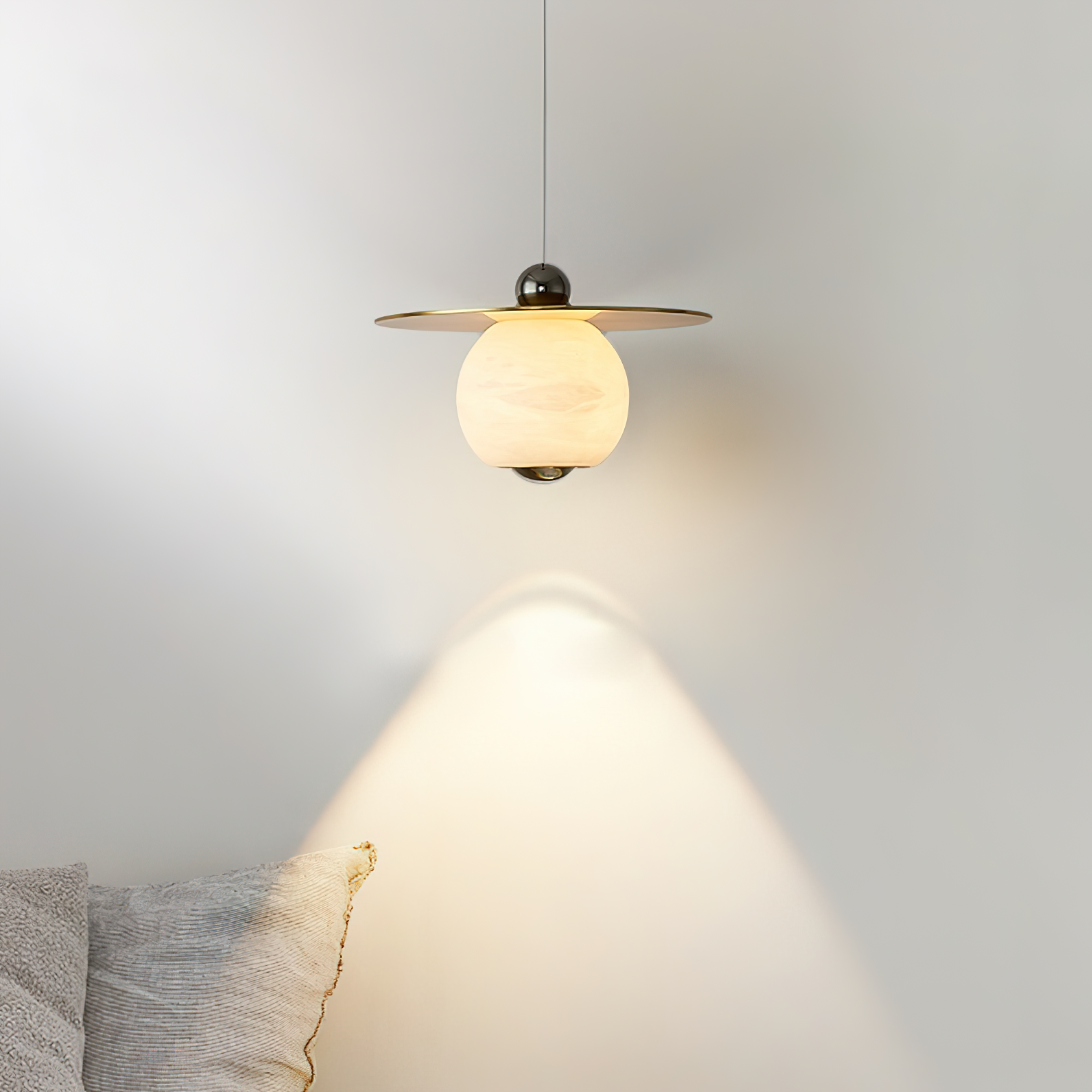 Alvarel Modern Minimalist Cord Brass Alabaster Pendant Light - Letslighting