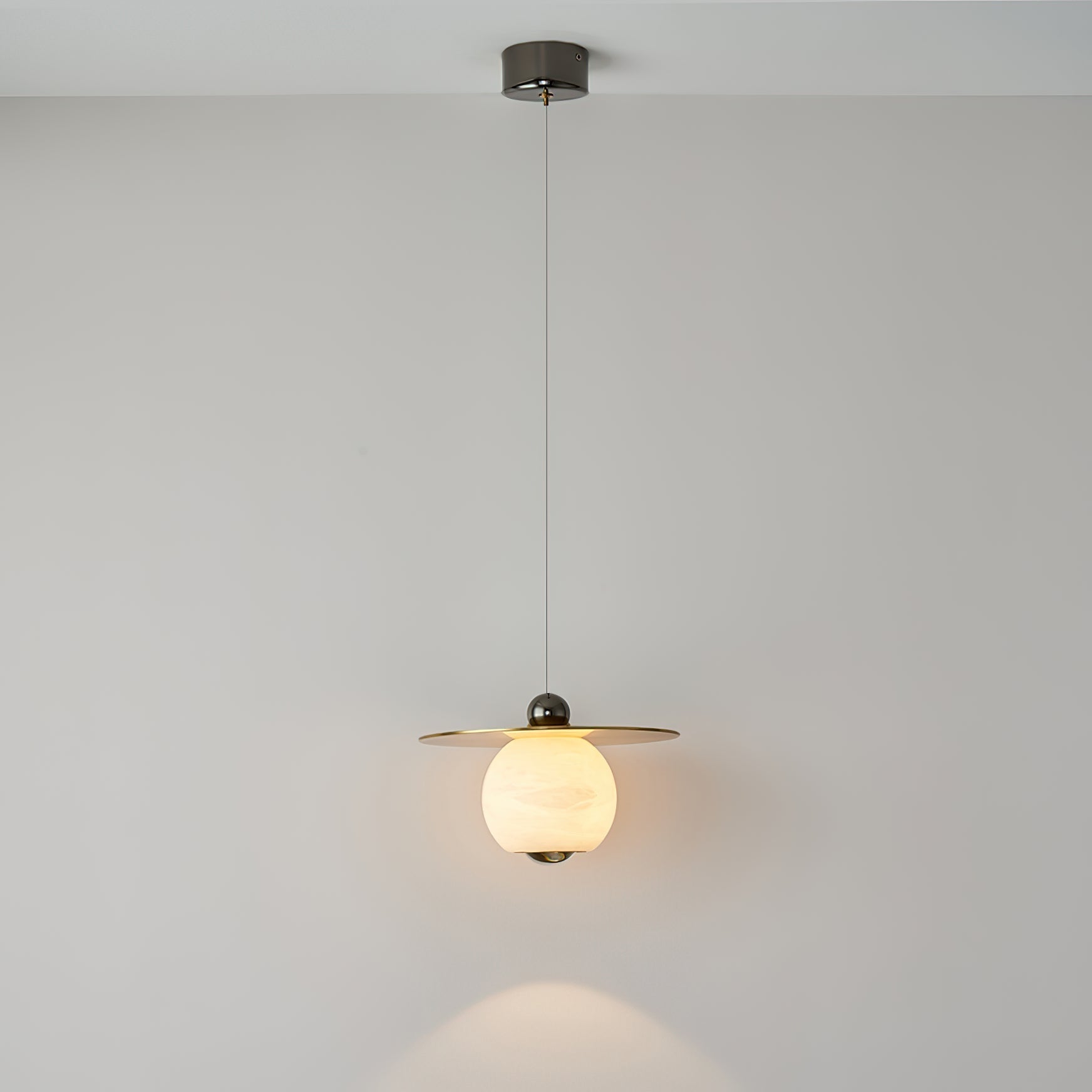 Alvarel Modern Minimalist Cord Brass Alabaster Pendant Light - Letslighting