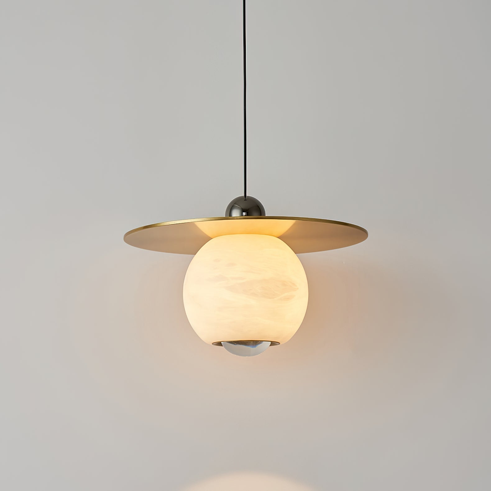 Alvarel Modern Minimalist Cord Brass Alabaster Pendant Light - Letslighting