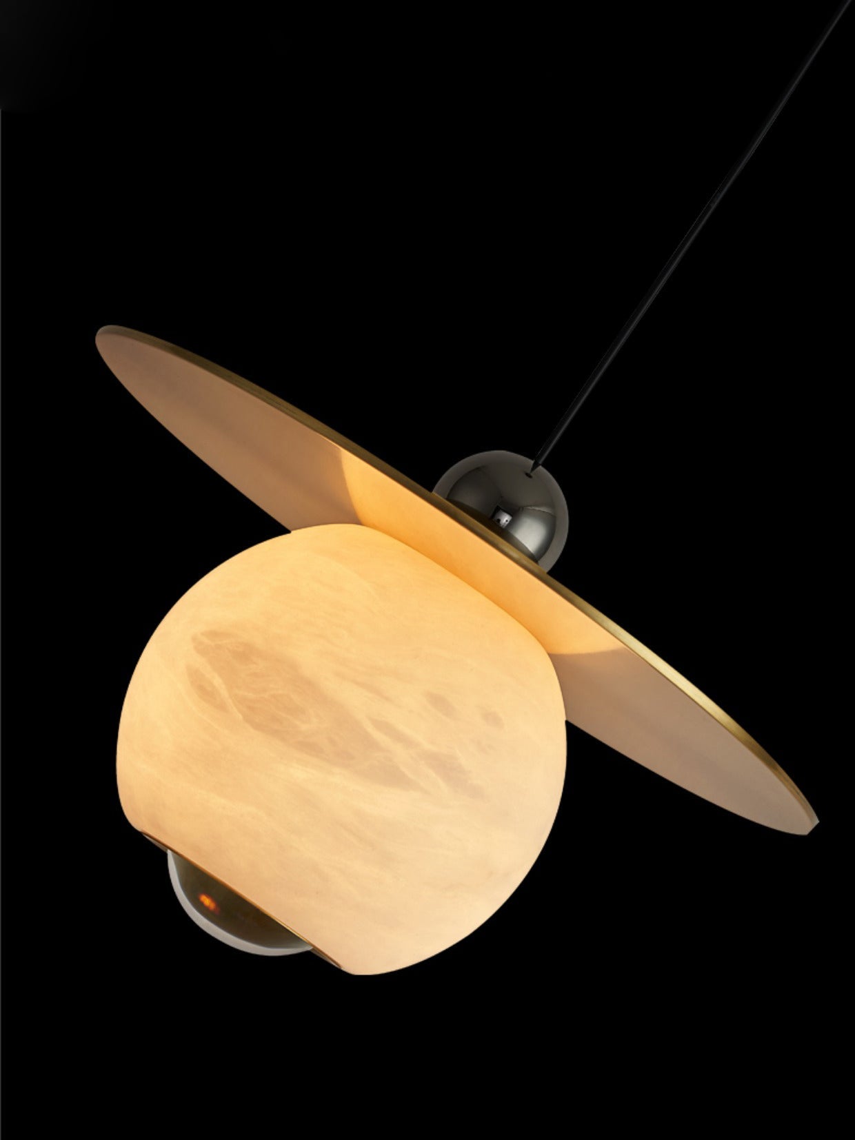 Alvarel Modern Minimalist Cord Brass Alabaster Pendant Light - Letslighting