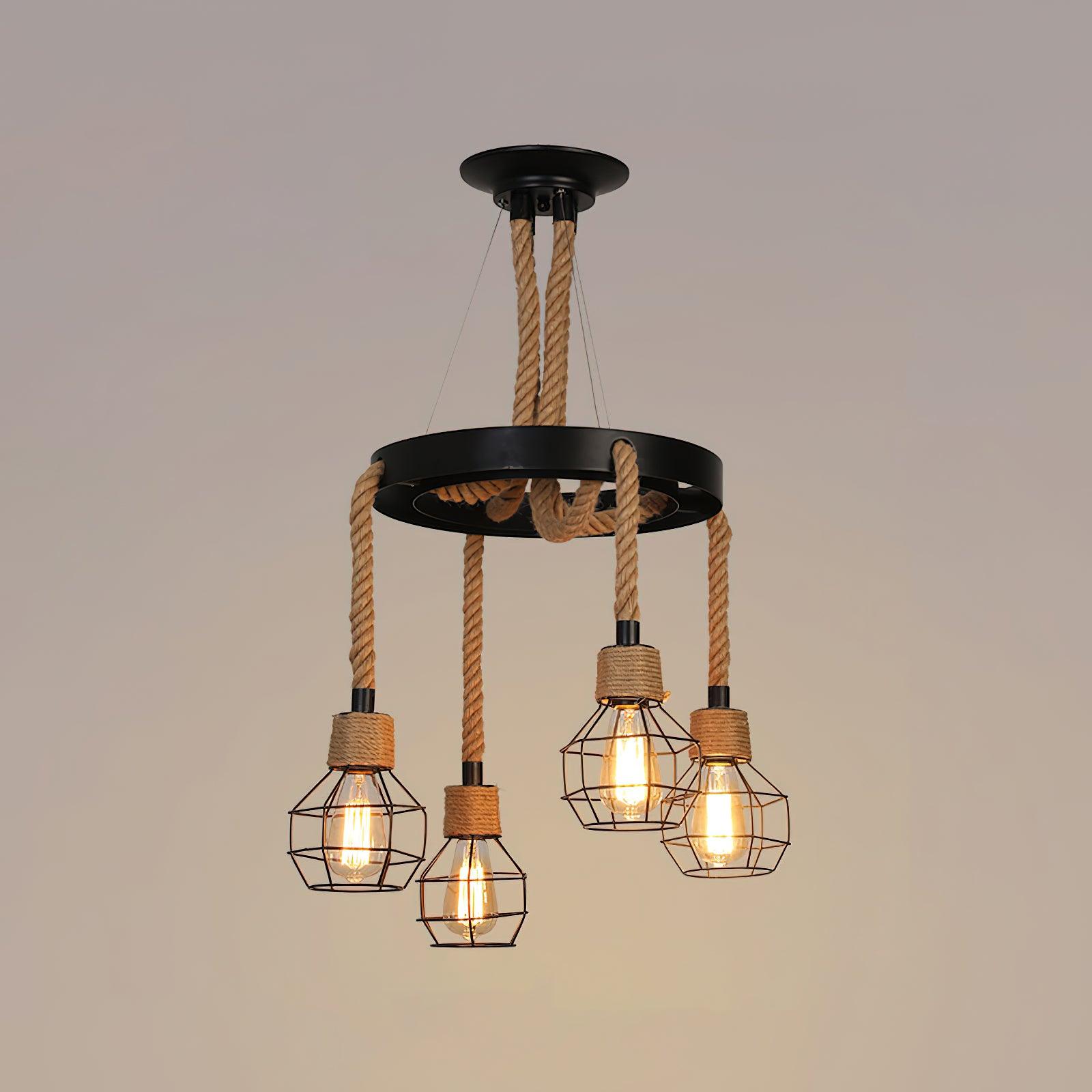 Lustra Kronleuchter aus Hanfseil im Industriestil-Letslighting