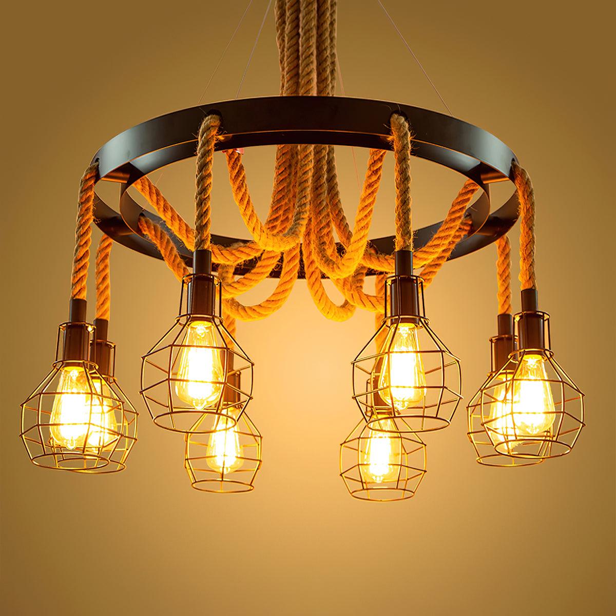 Lustra Kronleuchter aus Hanfseil im Industriestil-Letslighting