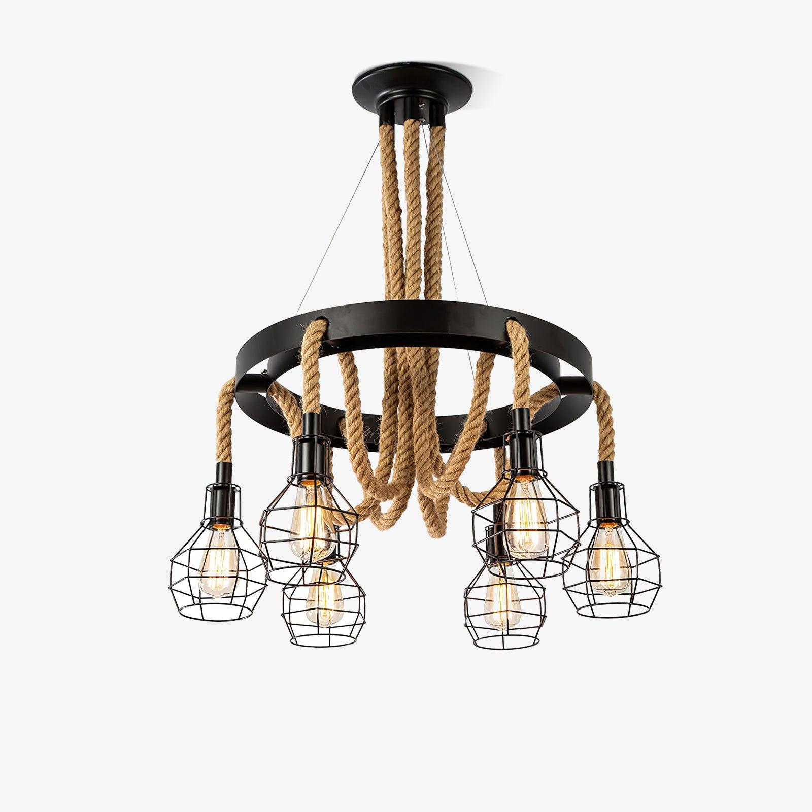 Lustra Kronleuchter aus Hanfseil im Industriestil-Letslighting