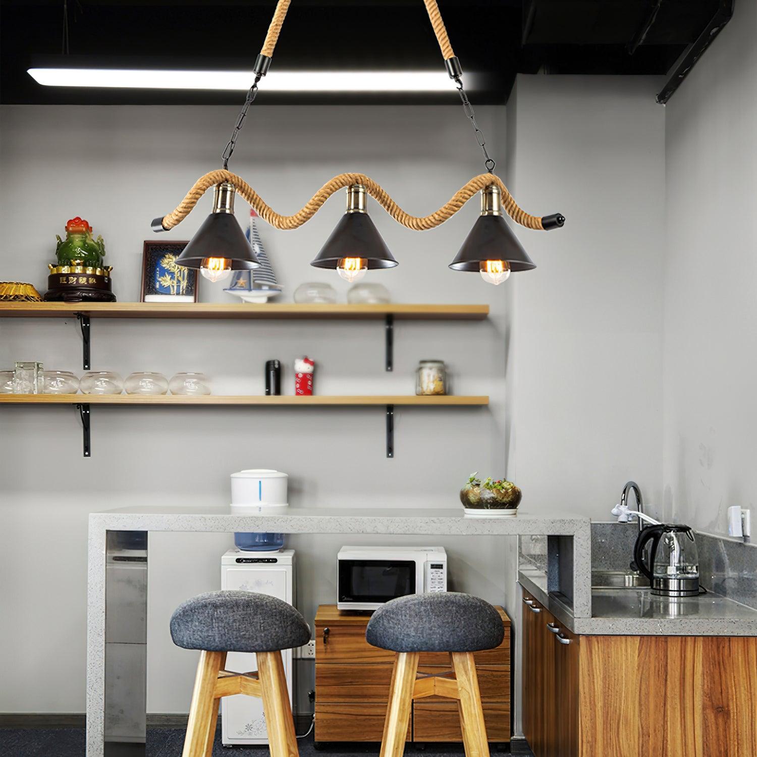 Lustra Kronleuchter Hanfseil Industrial Wave-Letslighting