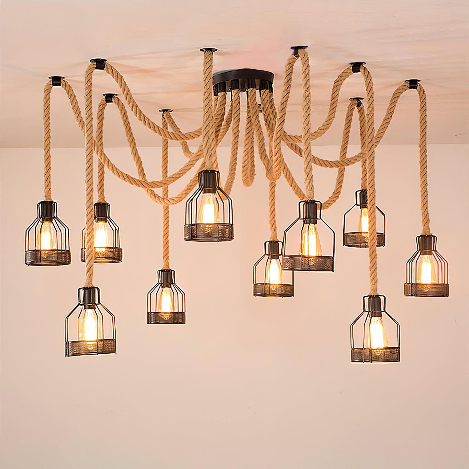 Lustra Kronleuchter Hanfseil Industrial Retro-Letslighting