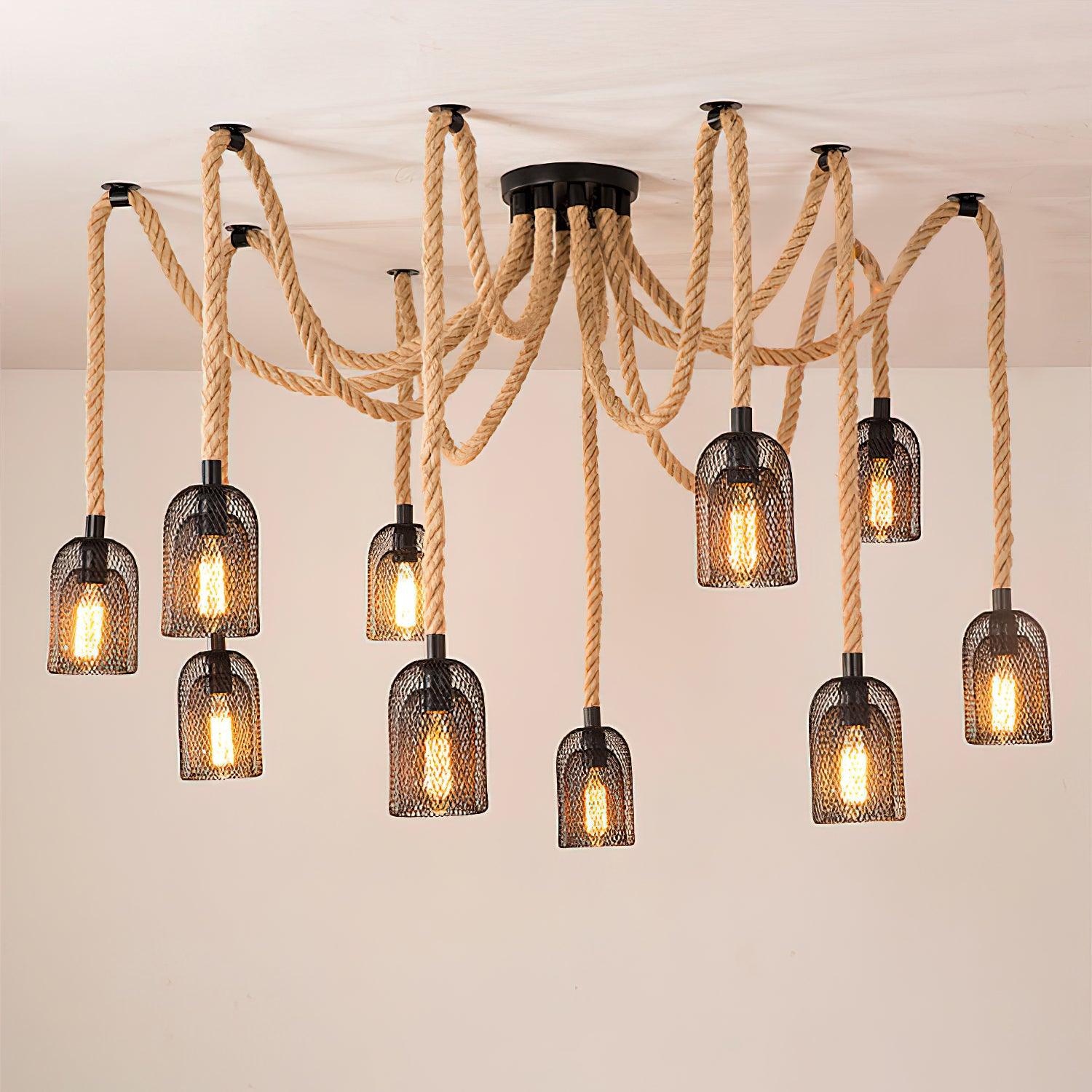 Lustra Kronleuchter Hanfseil Industrial Retro-Letslighting
