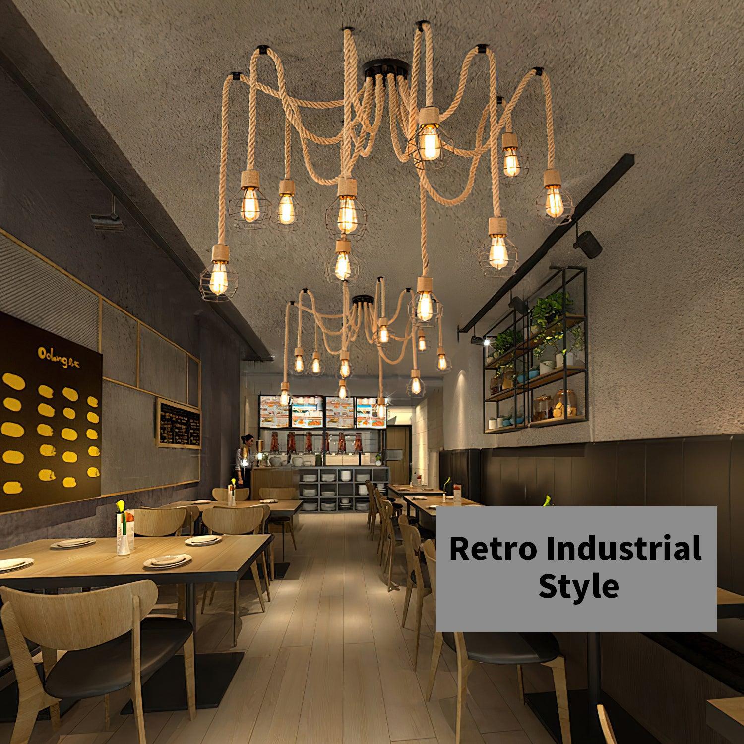 Lustra Kronleuchter Hanfseil Industrial Retro-Letslighting
