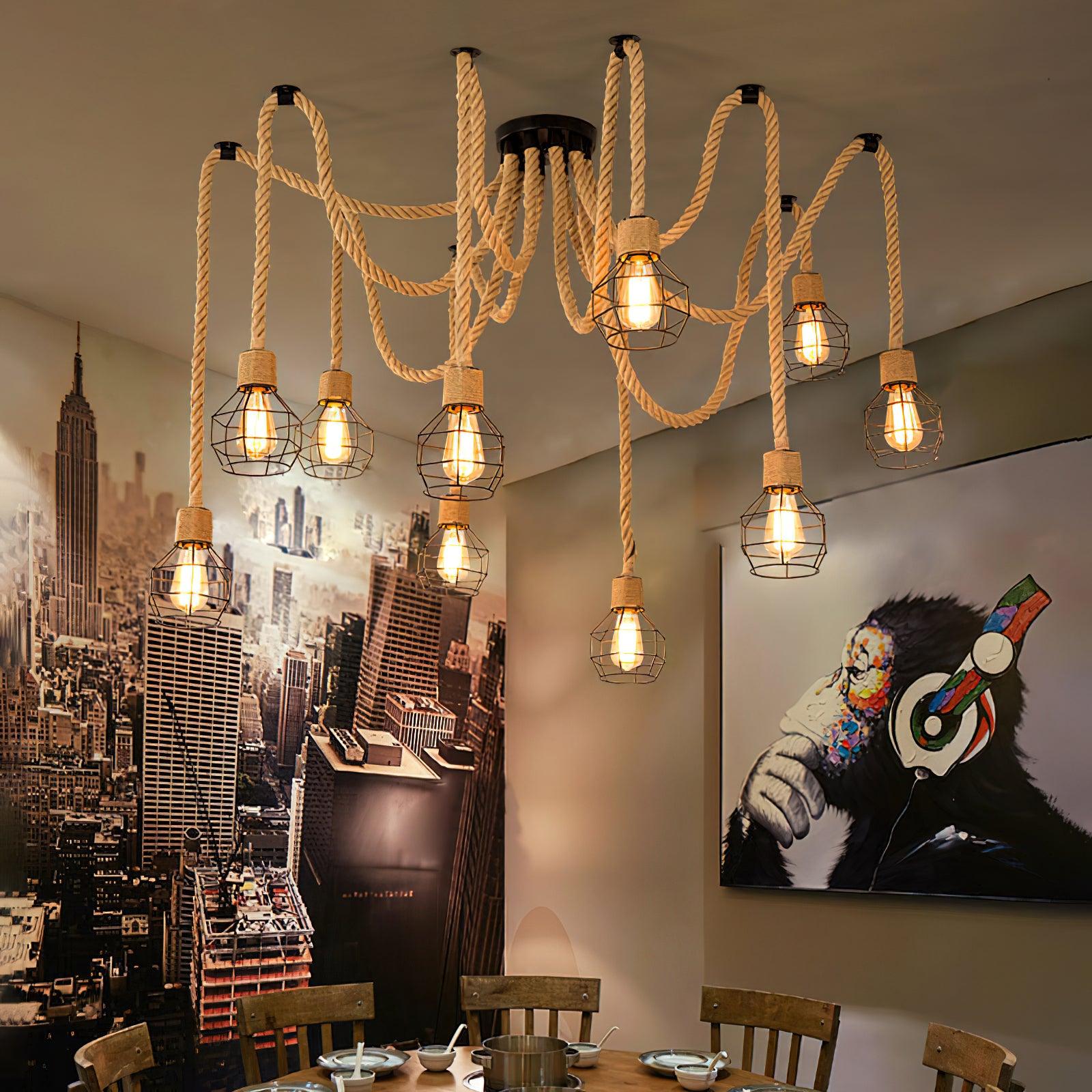 Lustra Kronleuchter Hanfseil Industrial Retro-Letslighting
