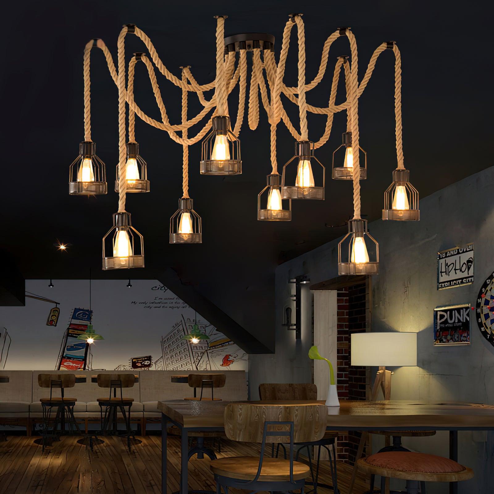 Lustra Kronleuchter Hanfseil Industrial Retro-Letslighting