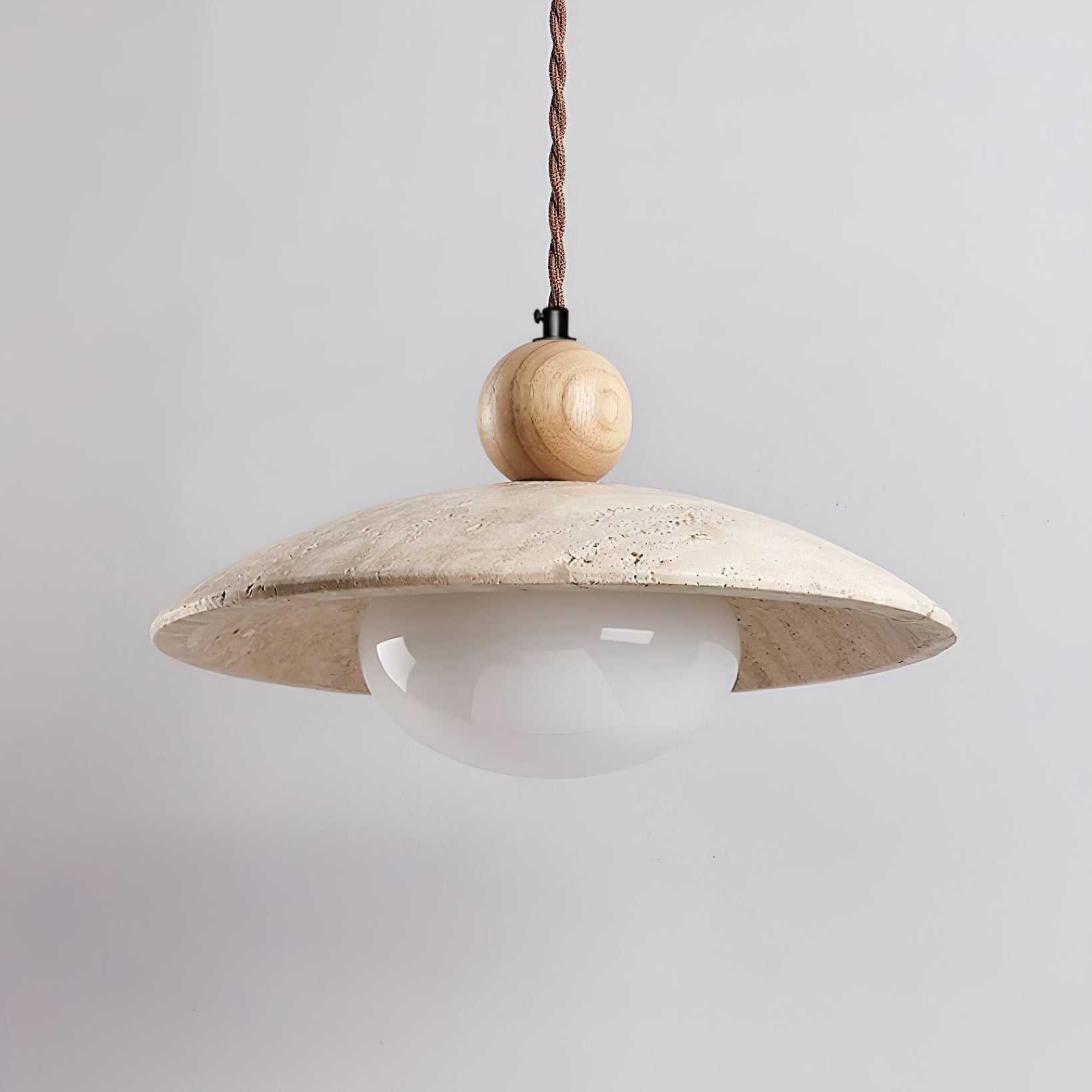 Travaro Travertine Pendant Light with Wooden Accent - Letslighting