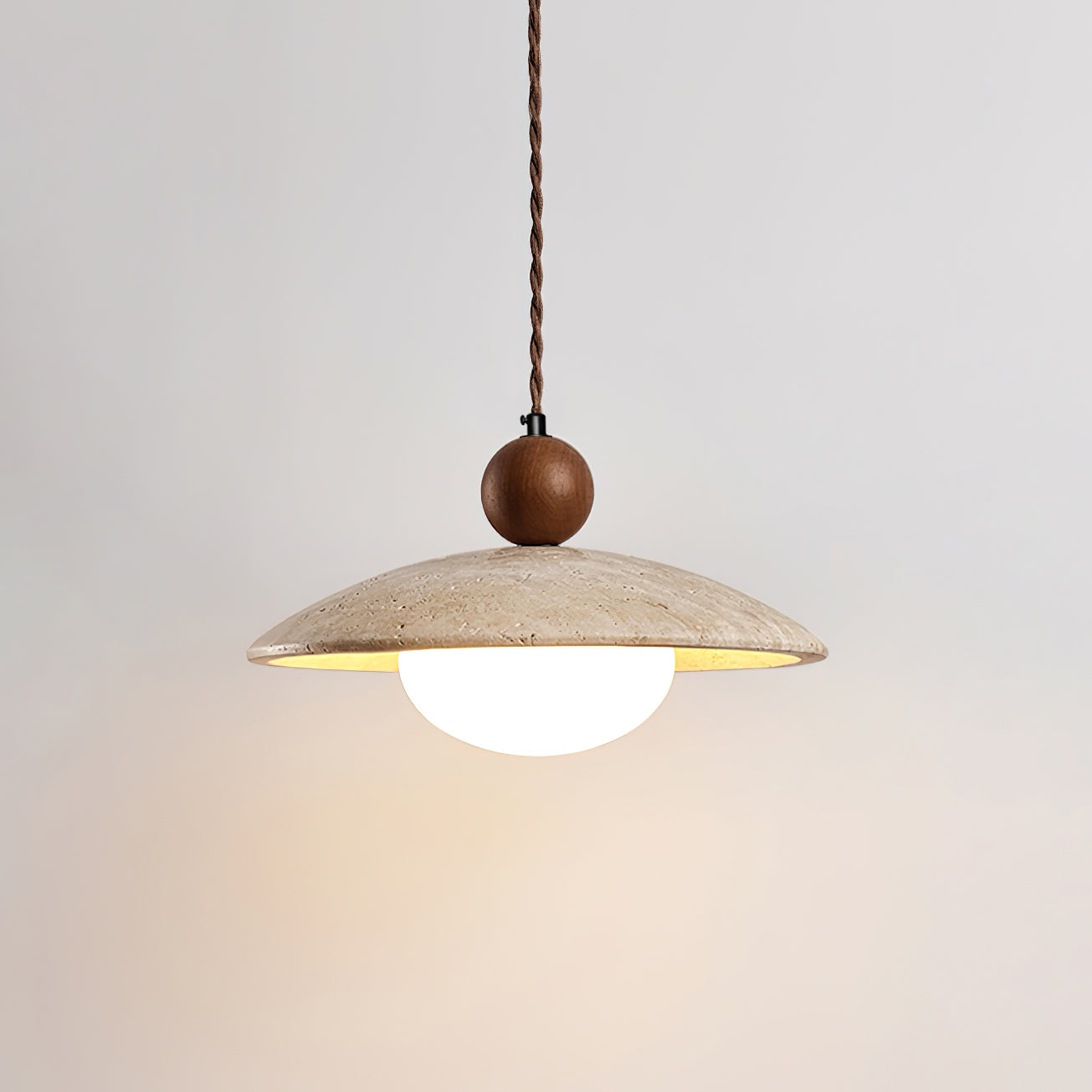 Travaro Travertine Pendant Light with Wooden Accent - Letslighting
