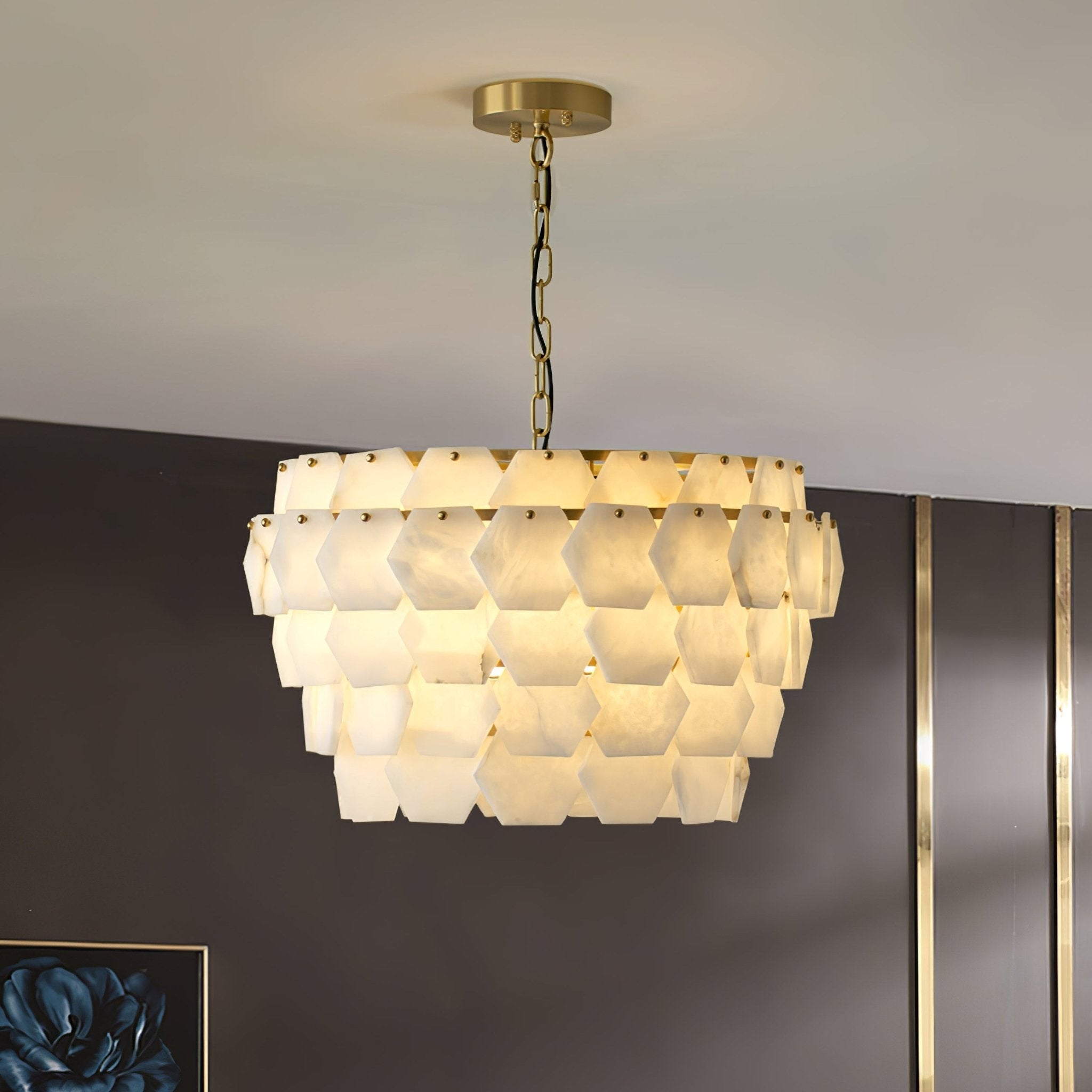 Evenaris Honeycomb Alabaster Chandelier - Neutralighting