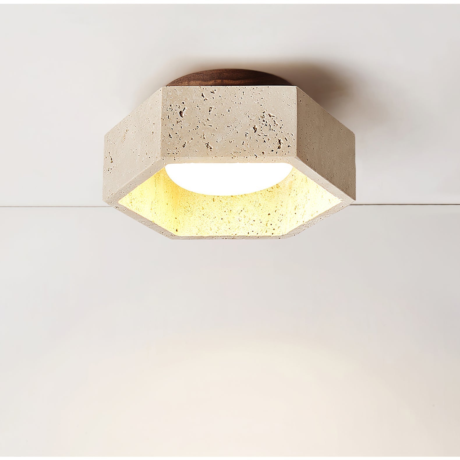 Hexara Travertine Hexagonal Ceiling Light - Neutralighting